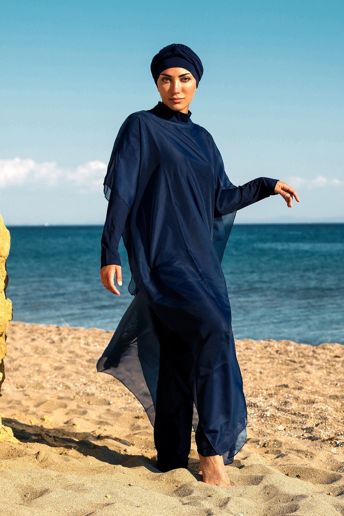 Navy Pareo Kimono P2201