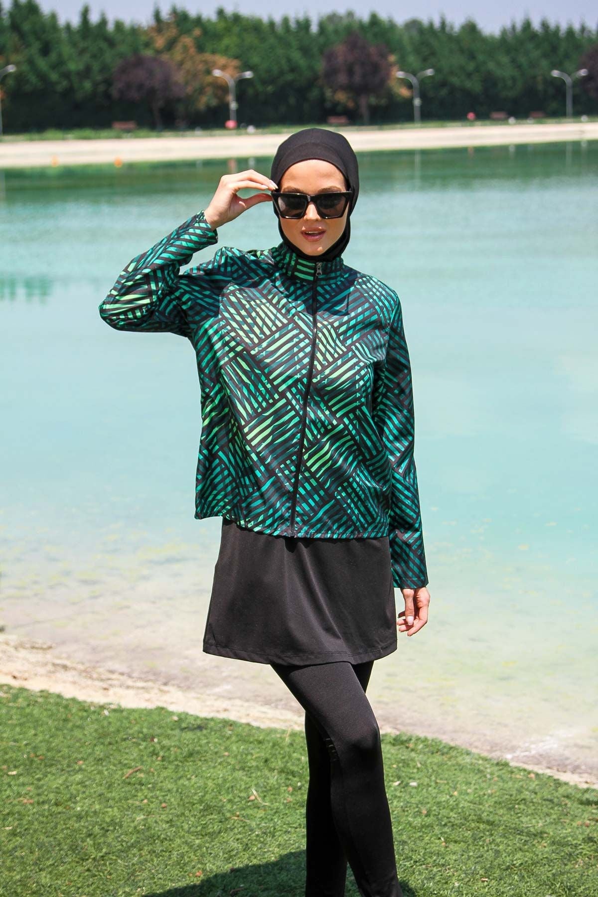Woven Black Burkini Modest Swimwear M2273 Main image