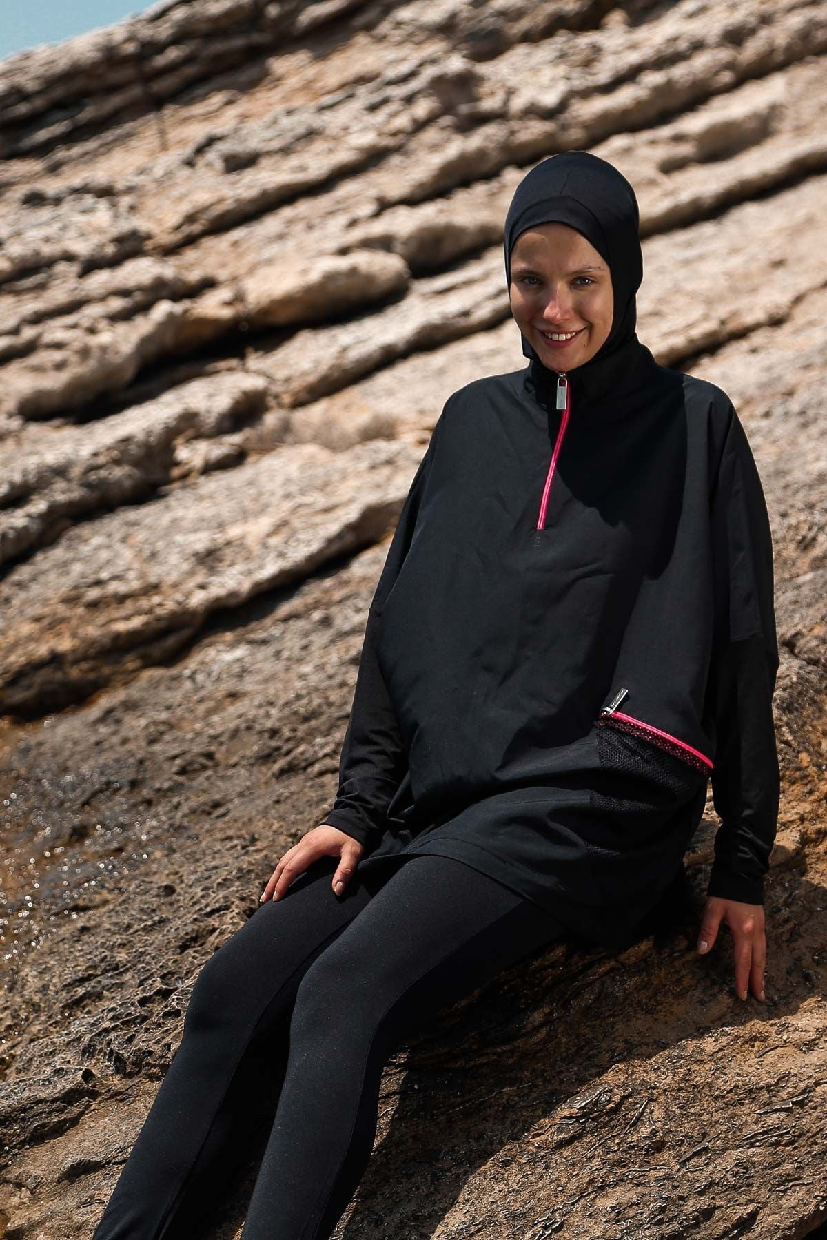 Woven Black Burkini Modest Swimwear M2275 Secondary image