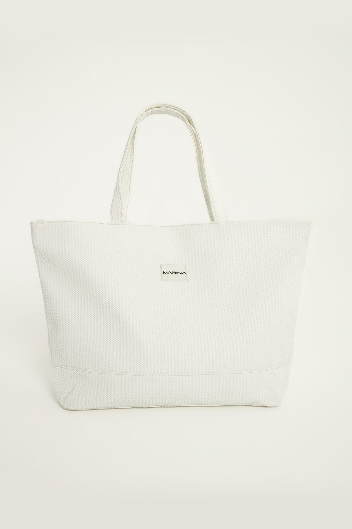 حقيبة شاطئ من الجلد الصناعي باللون الأبيض مع سحاب CA2502-2 