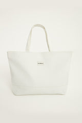 White Faux Leather Beach Bag with Zipper CA2502-2