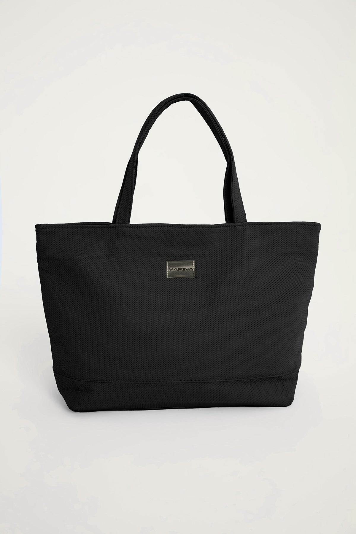 حقيبة شاطئ من الجلد الصناعي الأسود مع سحاب CA2502-1 