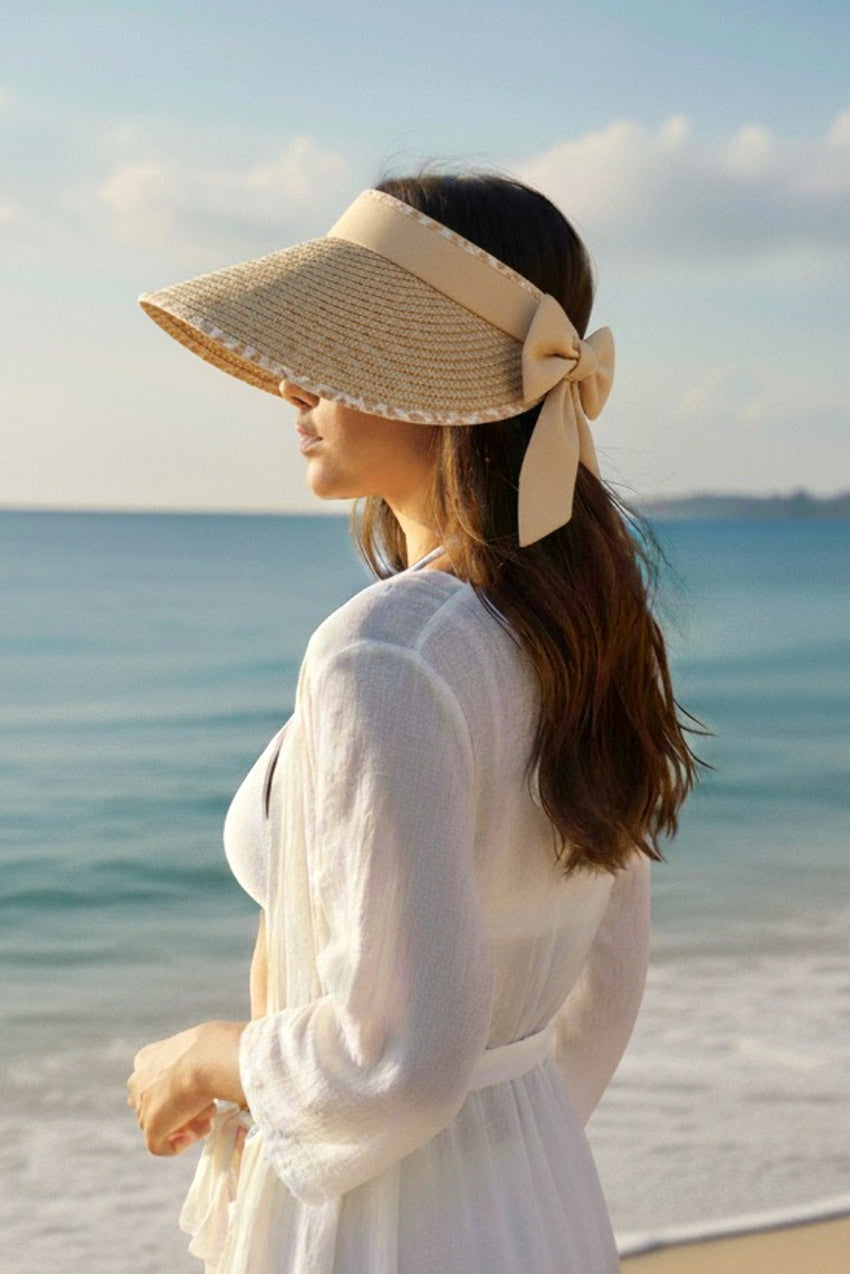 Beige Straw Visor Hat 14624 Main image