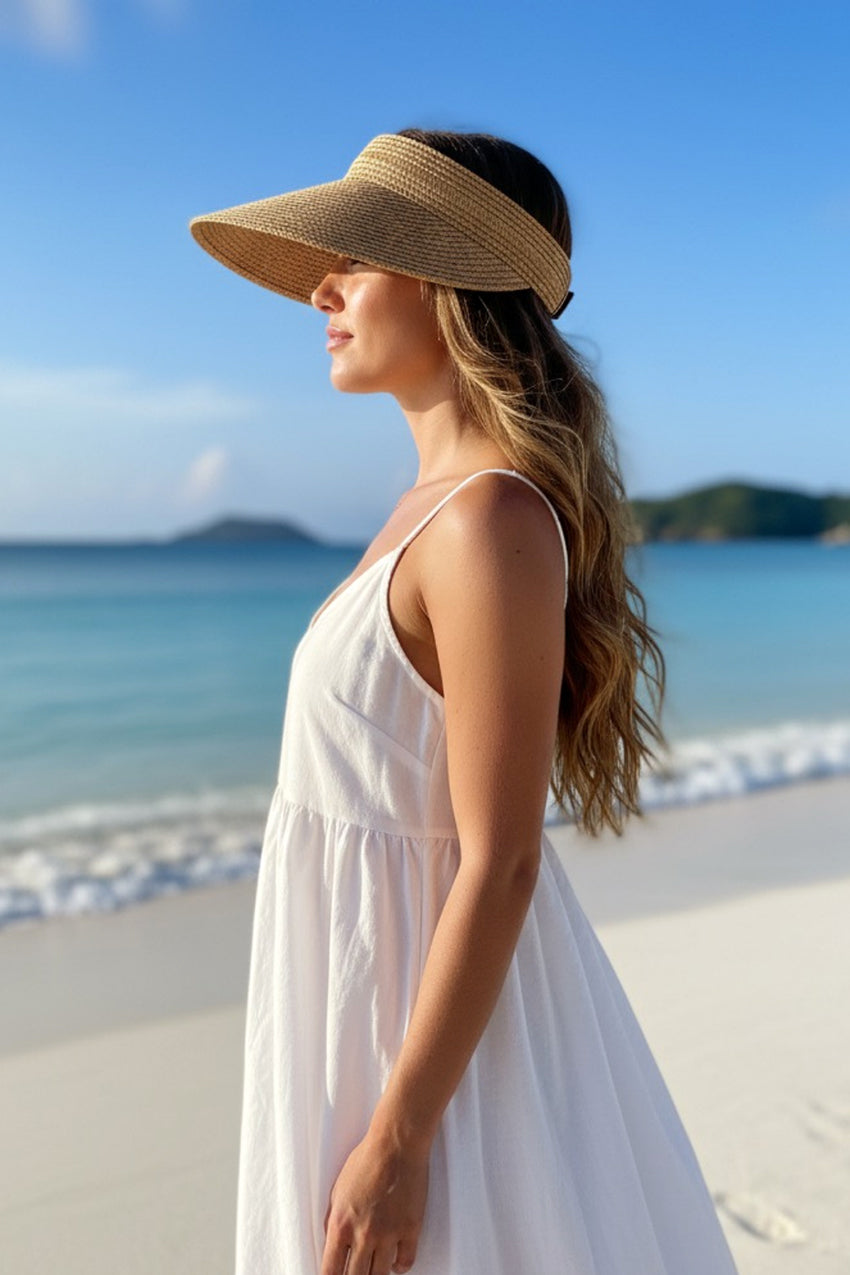 Metallic Camel Straw Visor Hat 14635