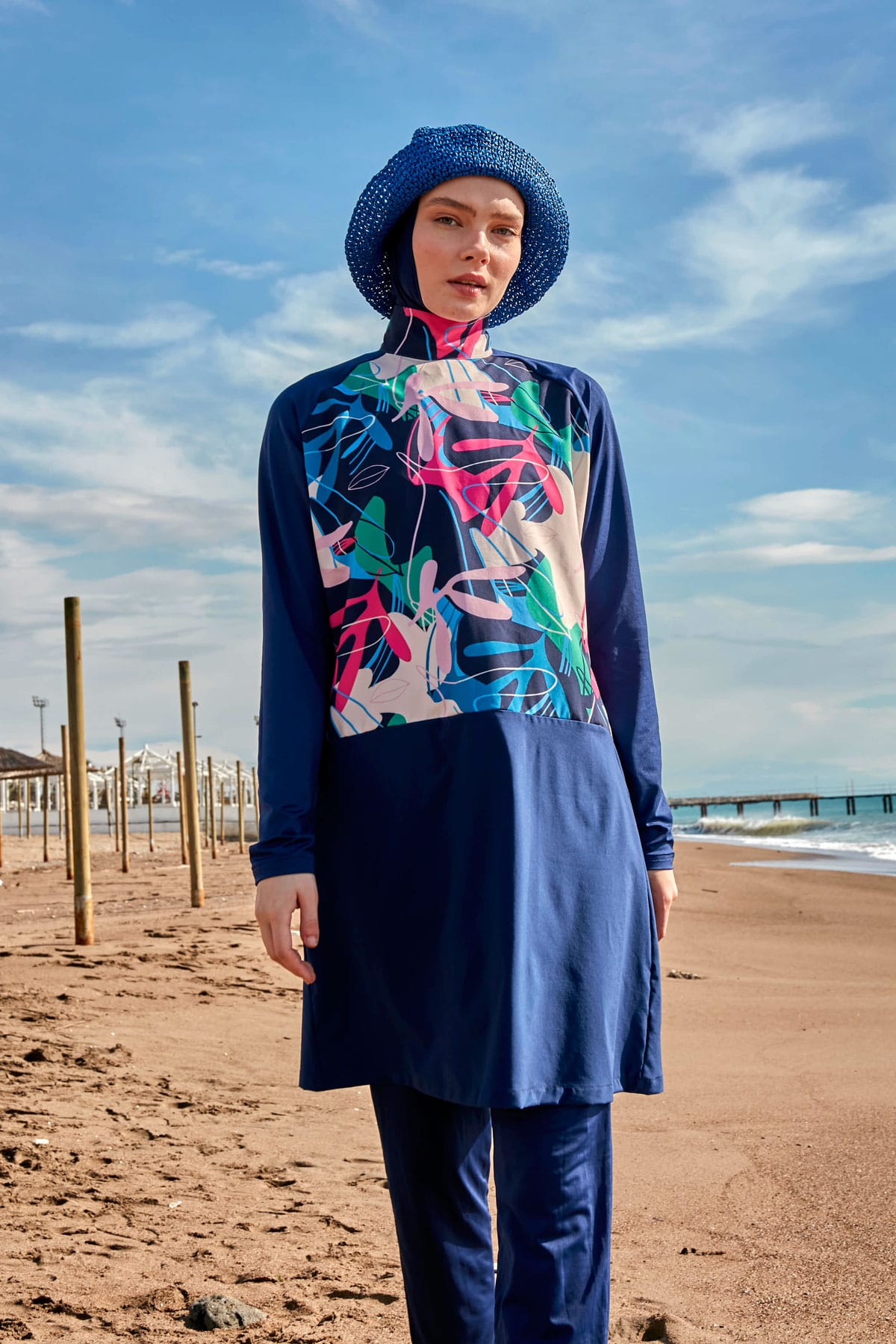 Lycra Navy Burkini Modest Swimwear M2497