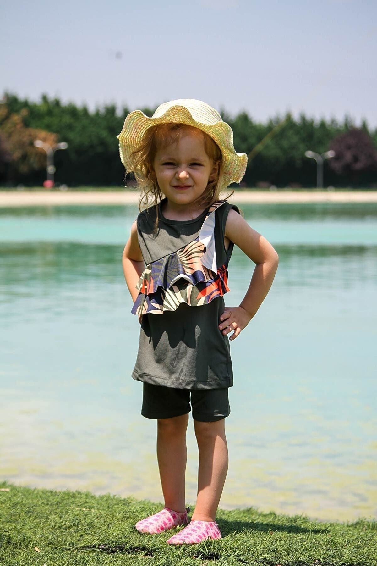 Lycra Khaki Kids Swimsuit K2212