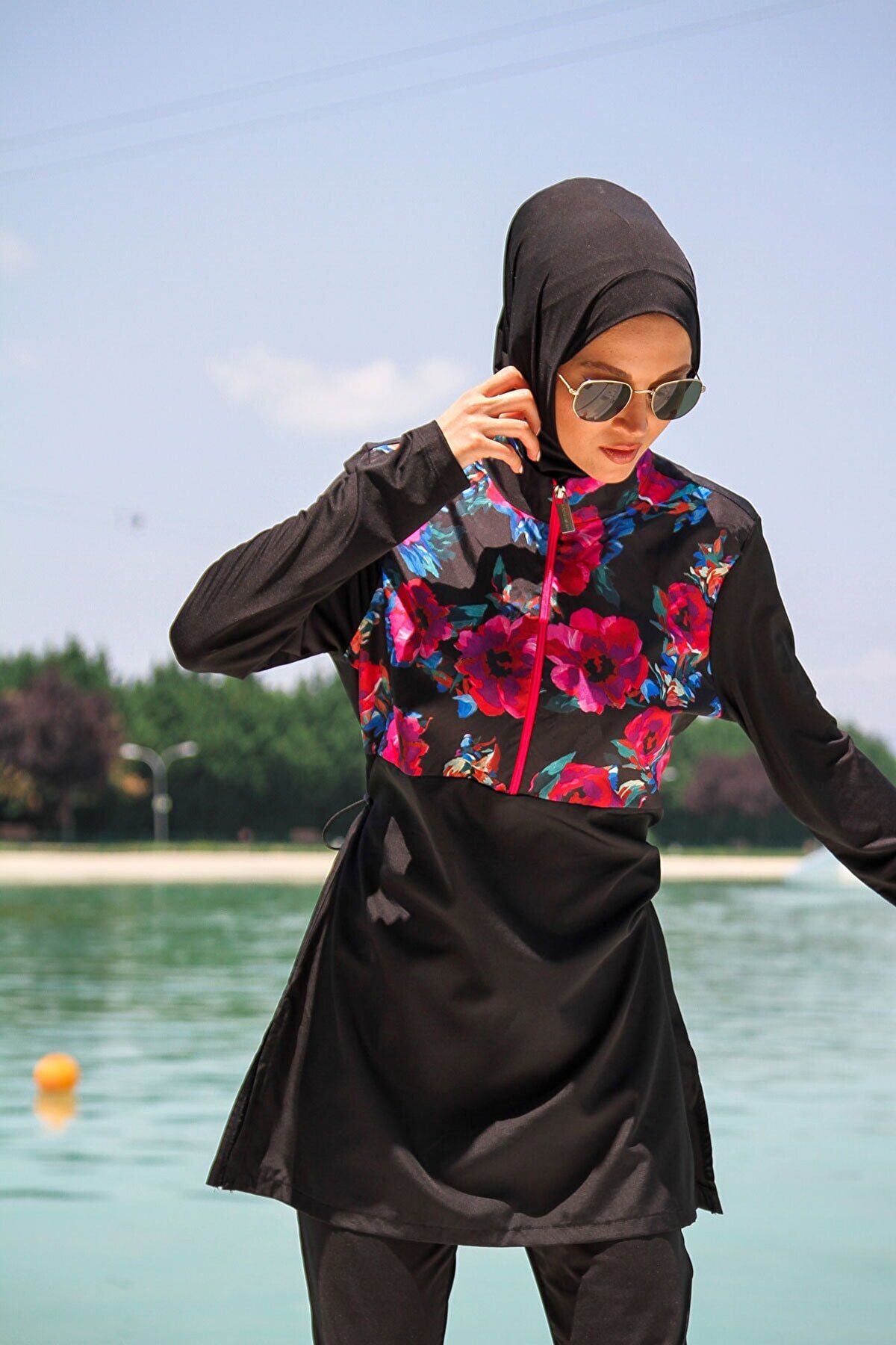Woven Black Burkini Modest Swimwear M2268 Main image