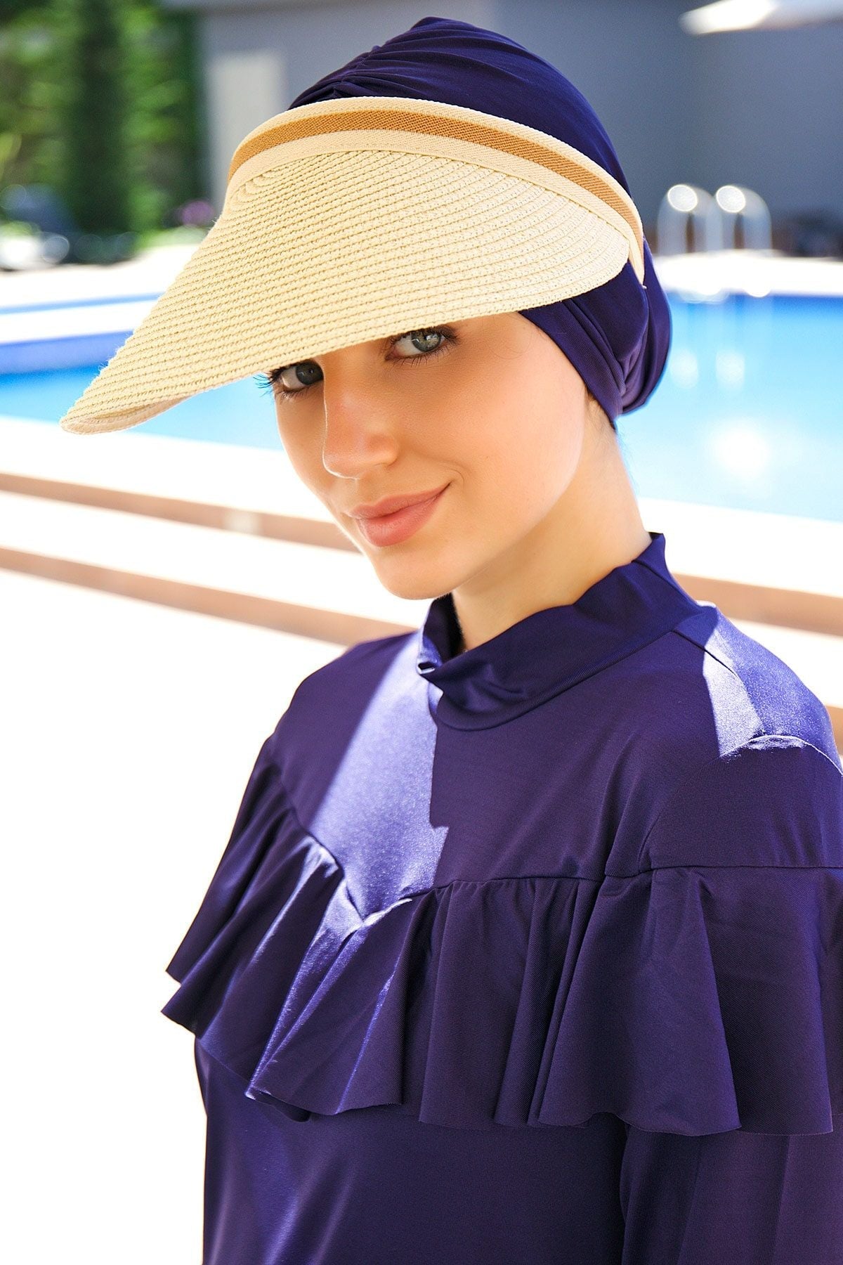 Beige Straw Visor Hat 14398 Main image