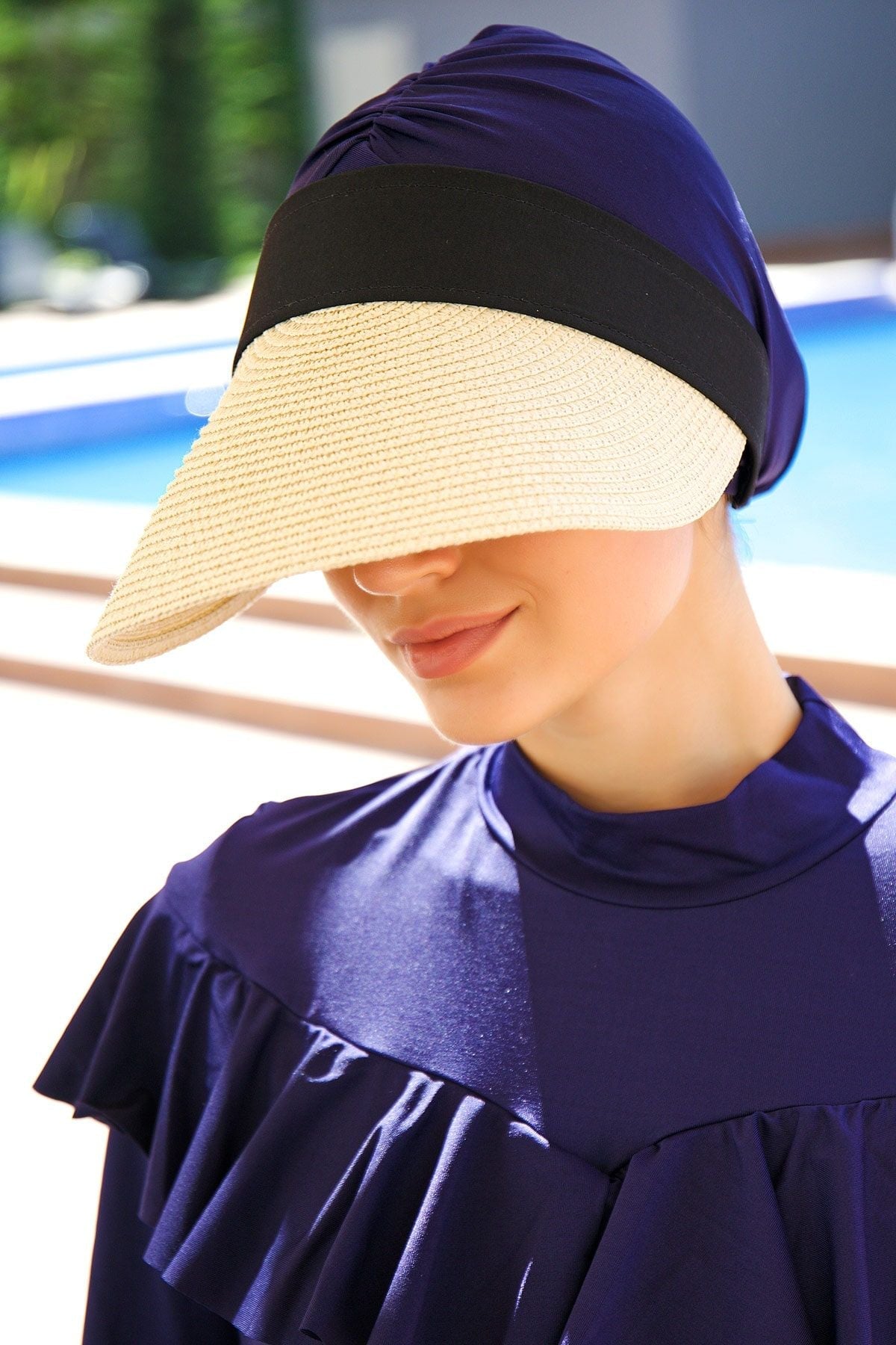 Beige Straw Visor Hat 14397 Secondary image
