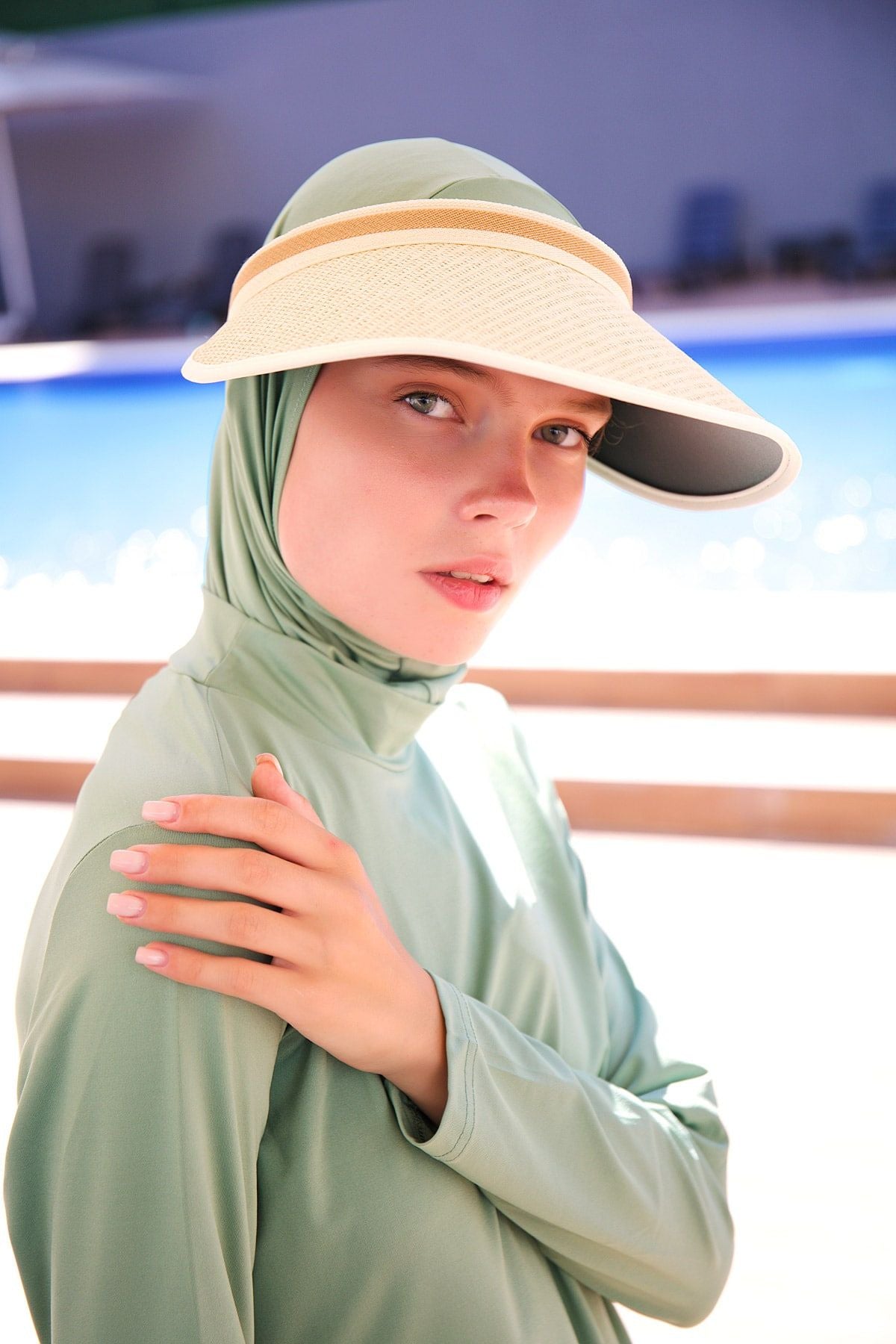 Beige Straw Visor Hat 14394 Main image