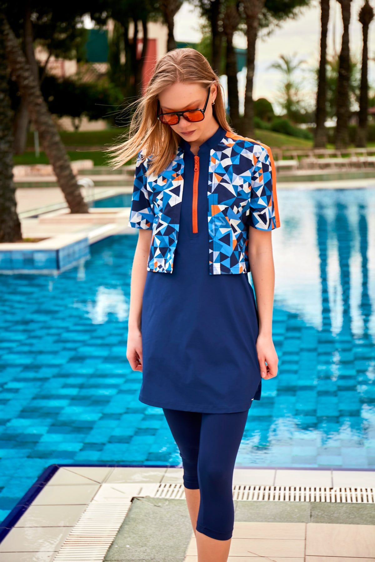 Woven Navy Half Coverage Swimsuit M2457