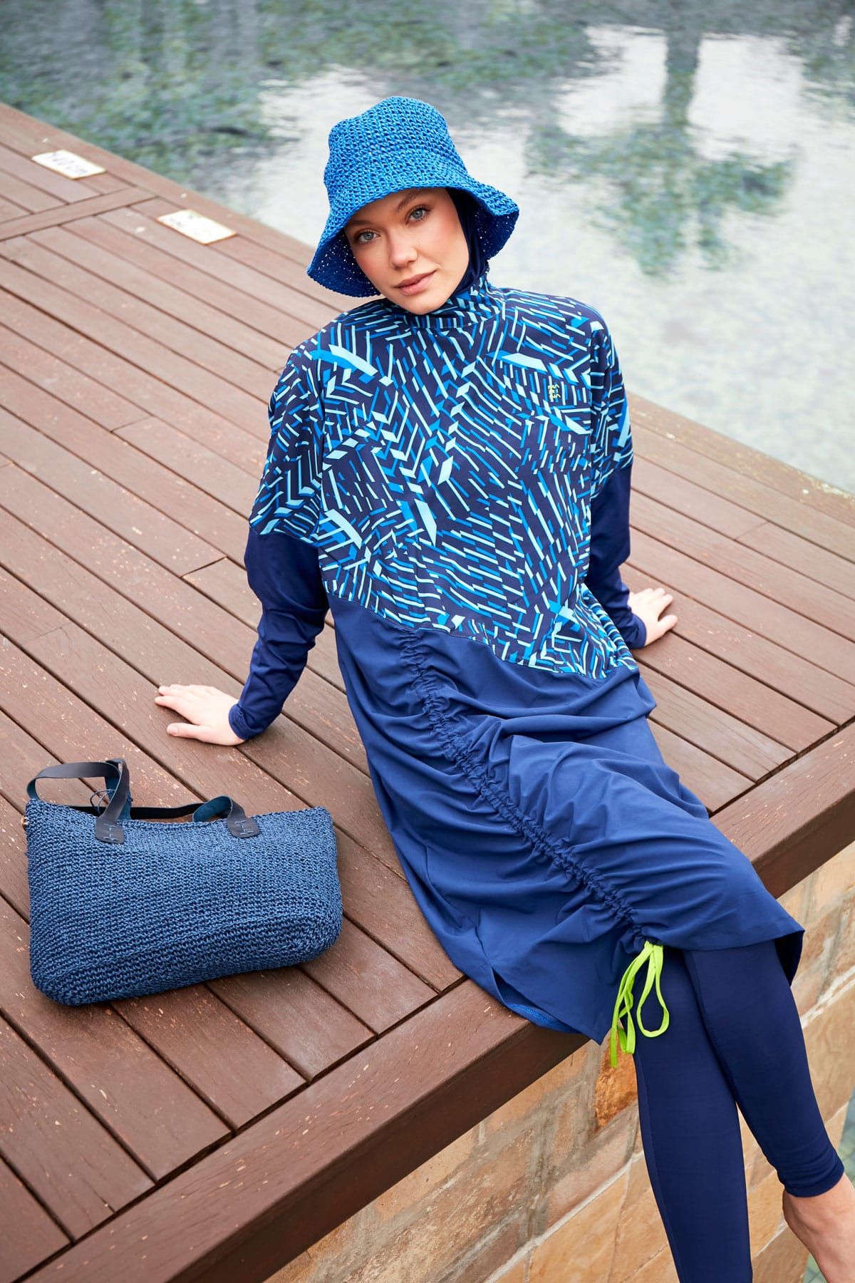 Woven Navy Burkini Modest Swimwear M2427 Secondary image