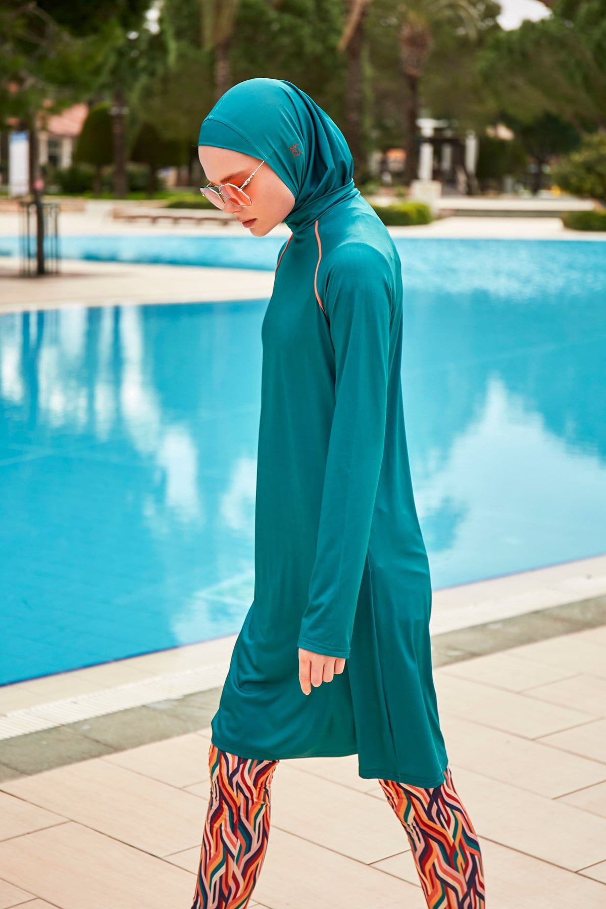 Stretchy Black Full-Coverage Modest Swimsuit Secondary image