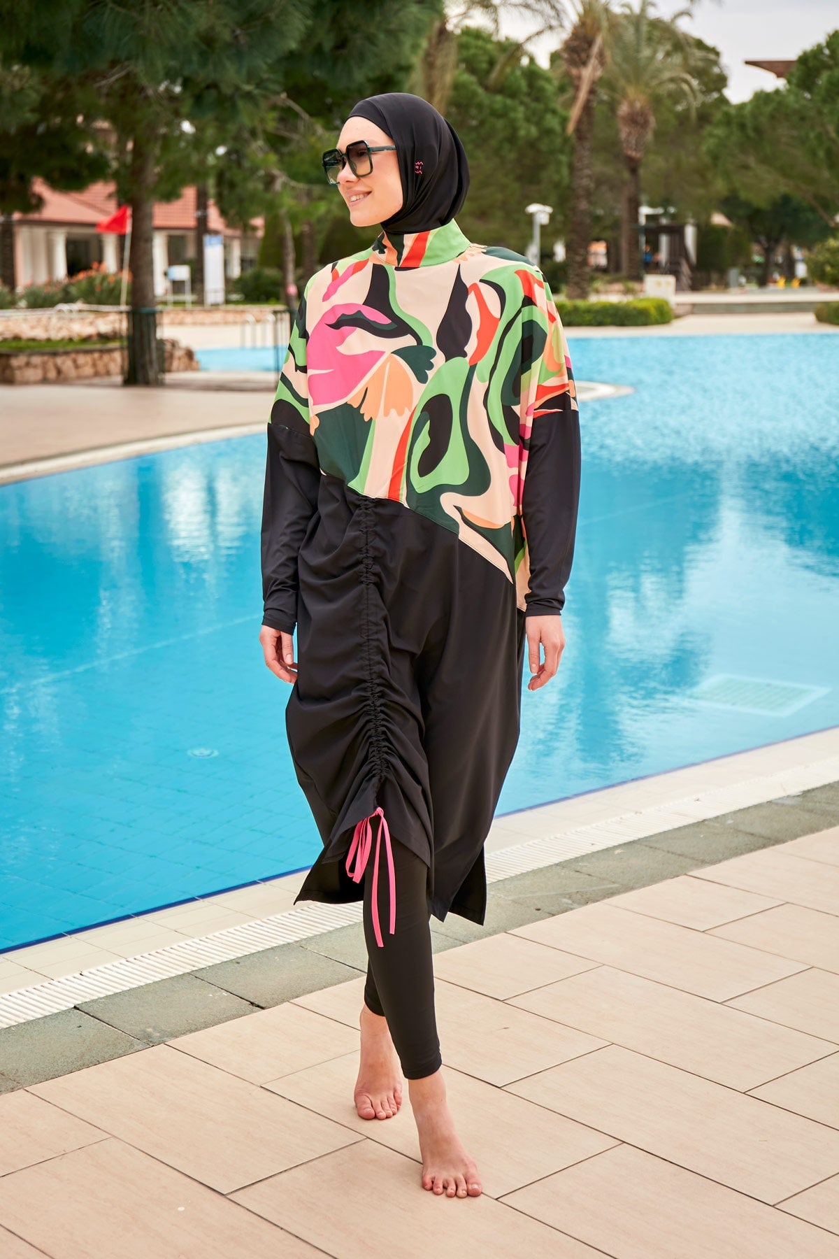 Woven Black Burkini Modest Swimwear M2423 Main image