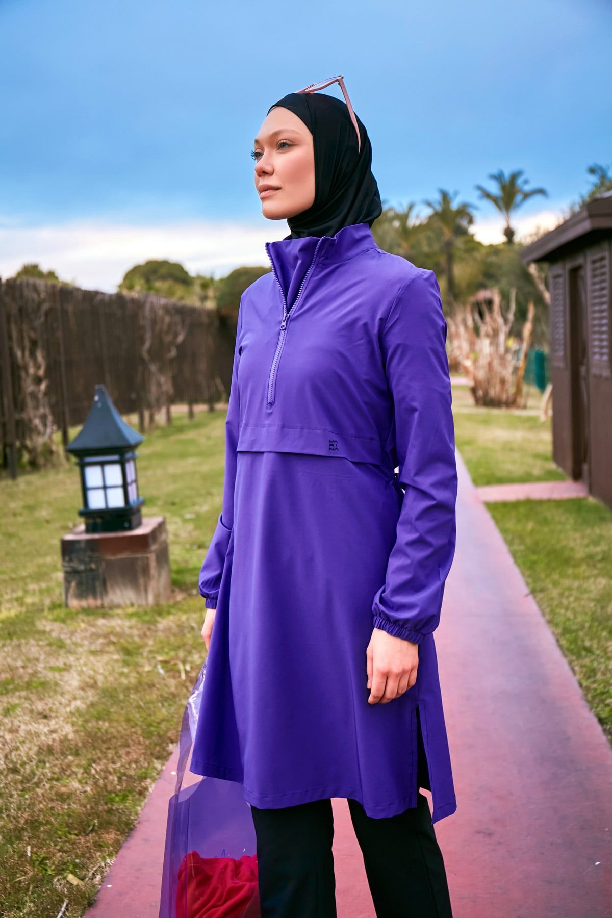 Woven Purple Burkini Modest Swimwear M2409