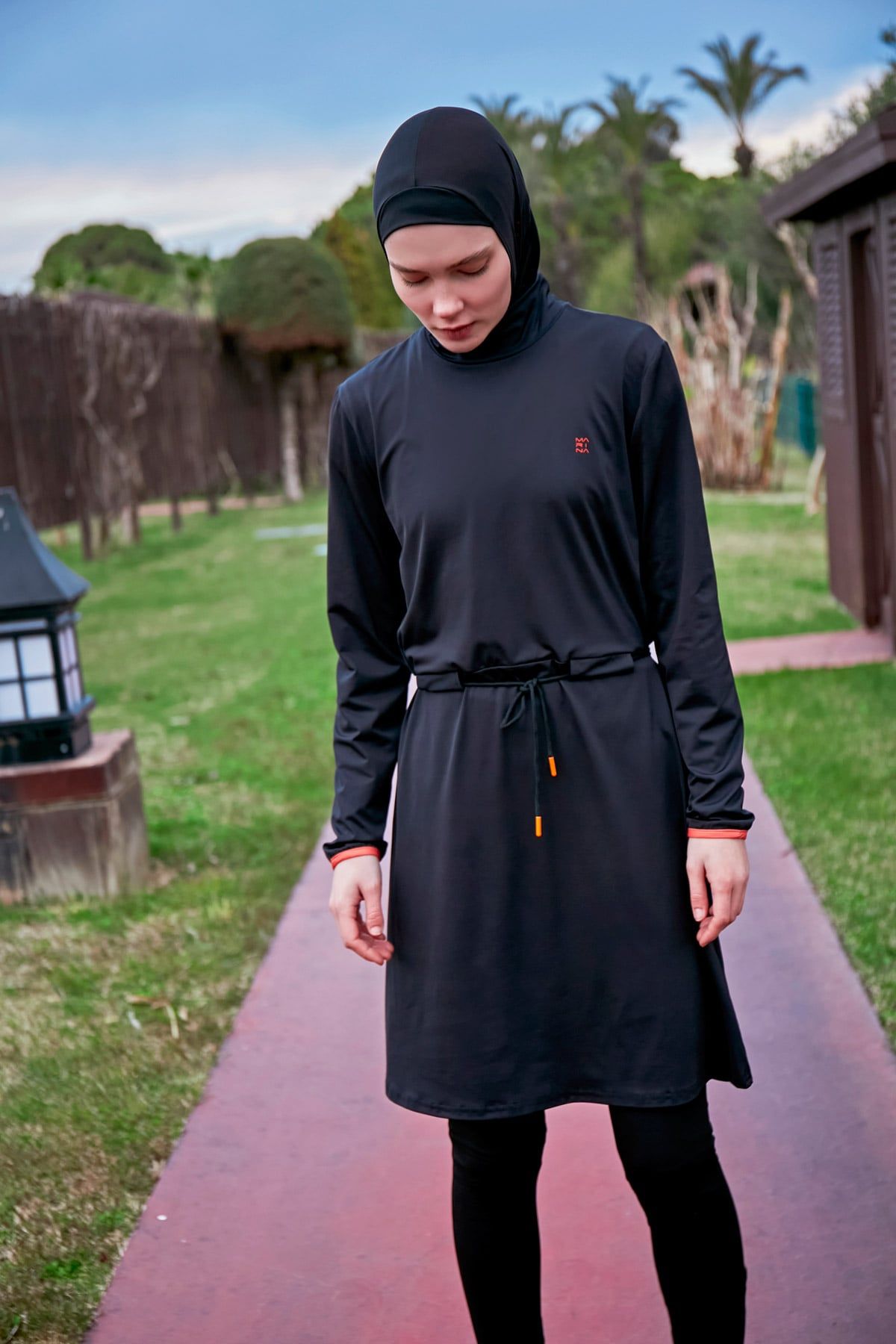 Lycra Black Burkini Modest Swimwear M2478