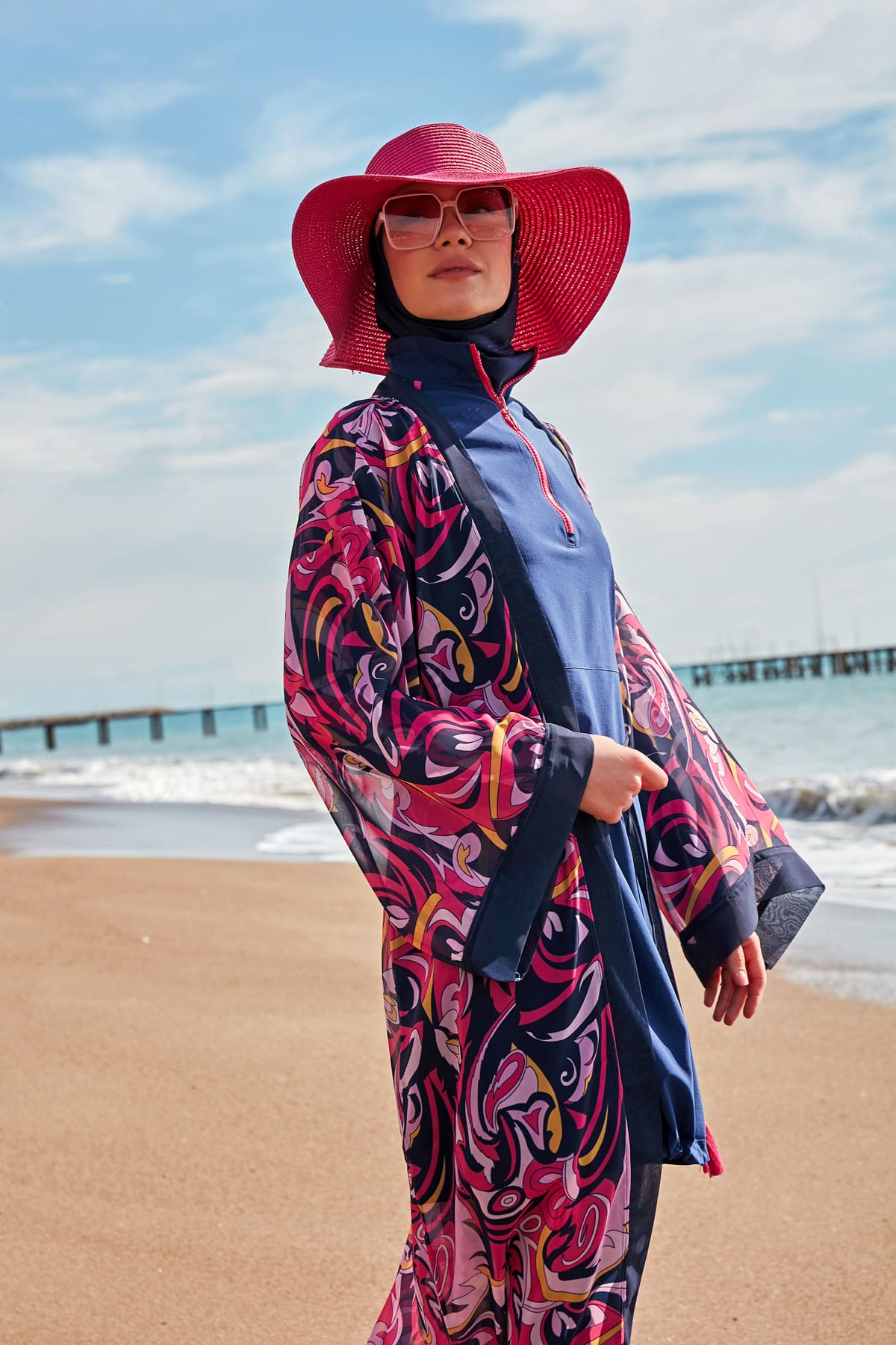 Patterned Chiffon Beach Kimono - P2416
