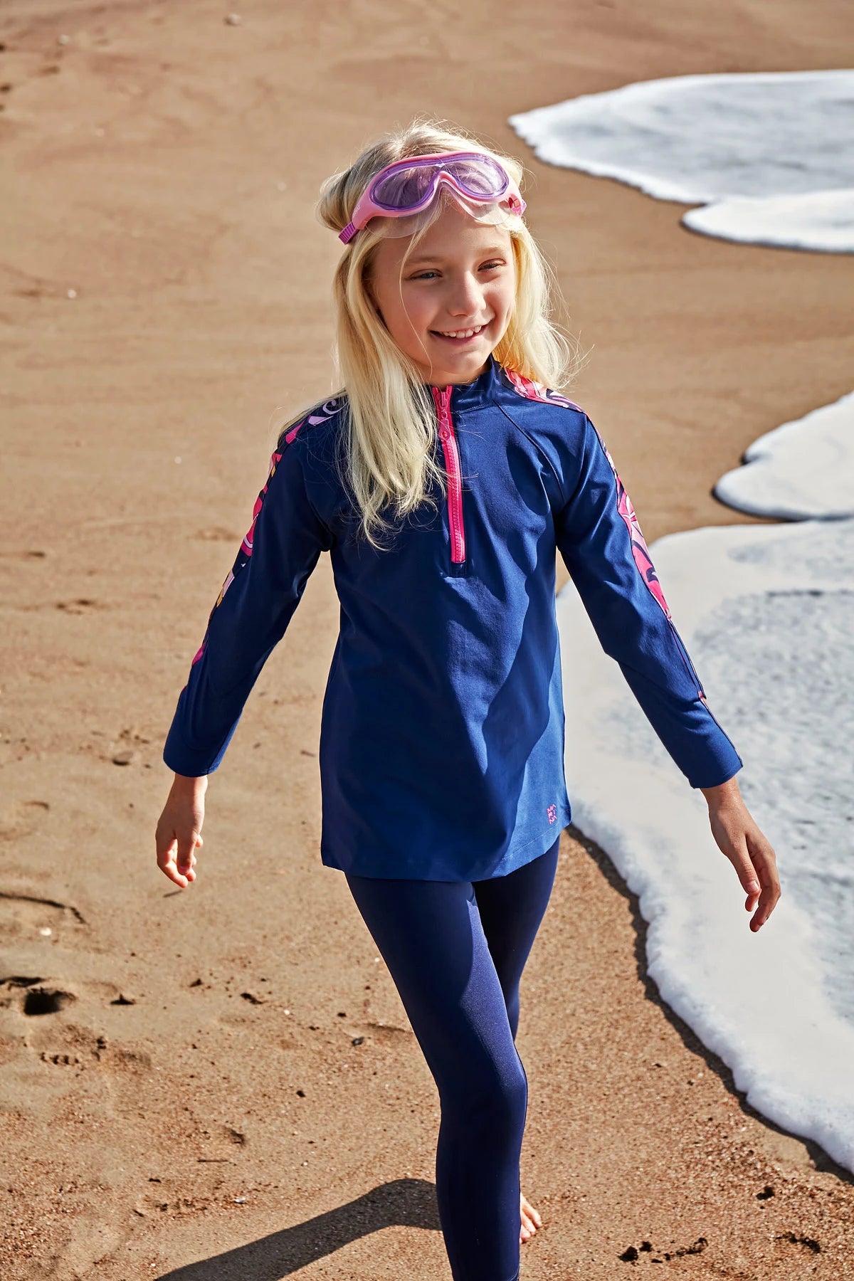 Marina Parachute Girls Modest Swimsuit - Colorful/Navy Blue - K2402