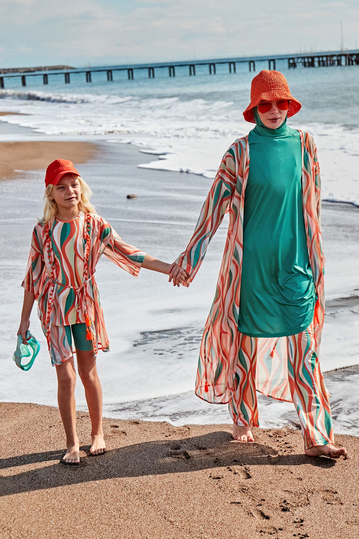 Patterned Colorful Kids Beach Kimono - P2423 الصورة الرئيسية