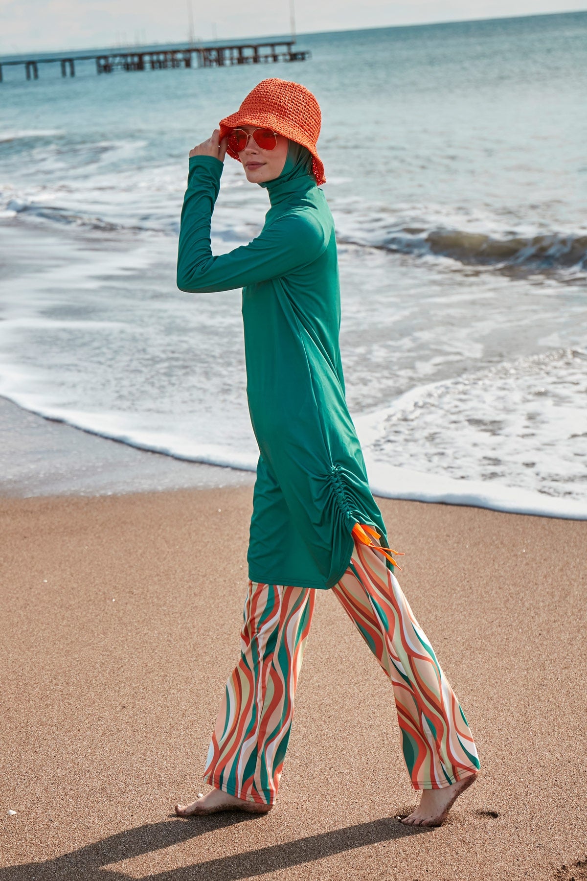 Lycra Green Burkini Modest Swimwear M2493 Main image