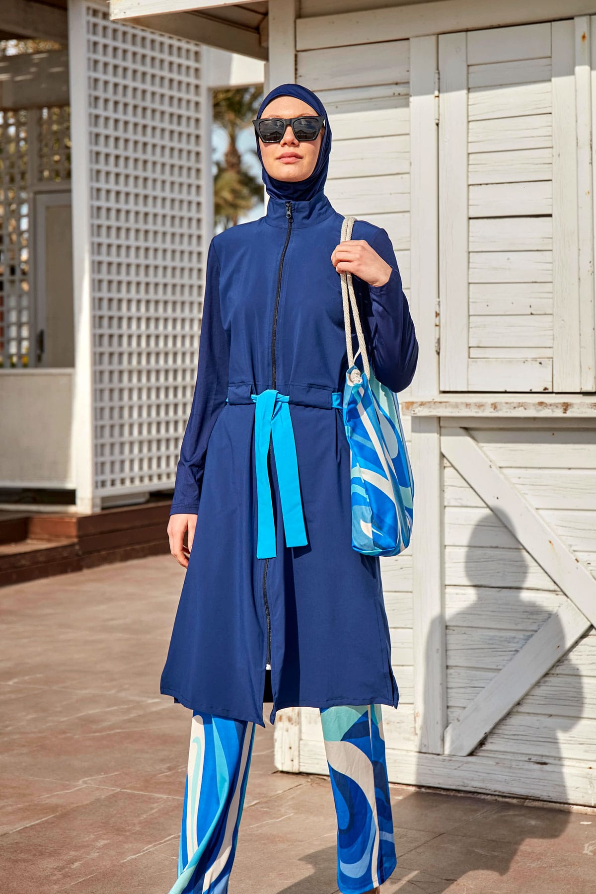 Woven Navy Burkini Modest Swimwear M2428