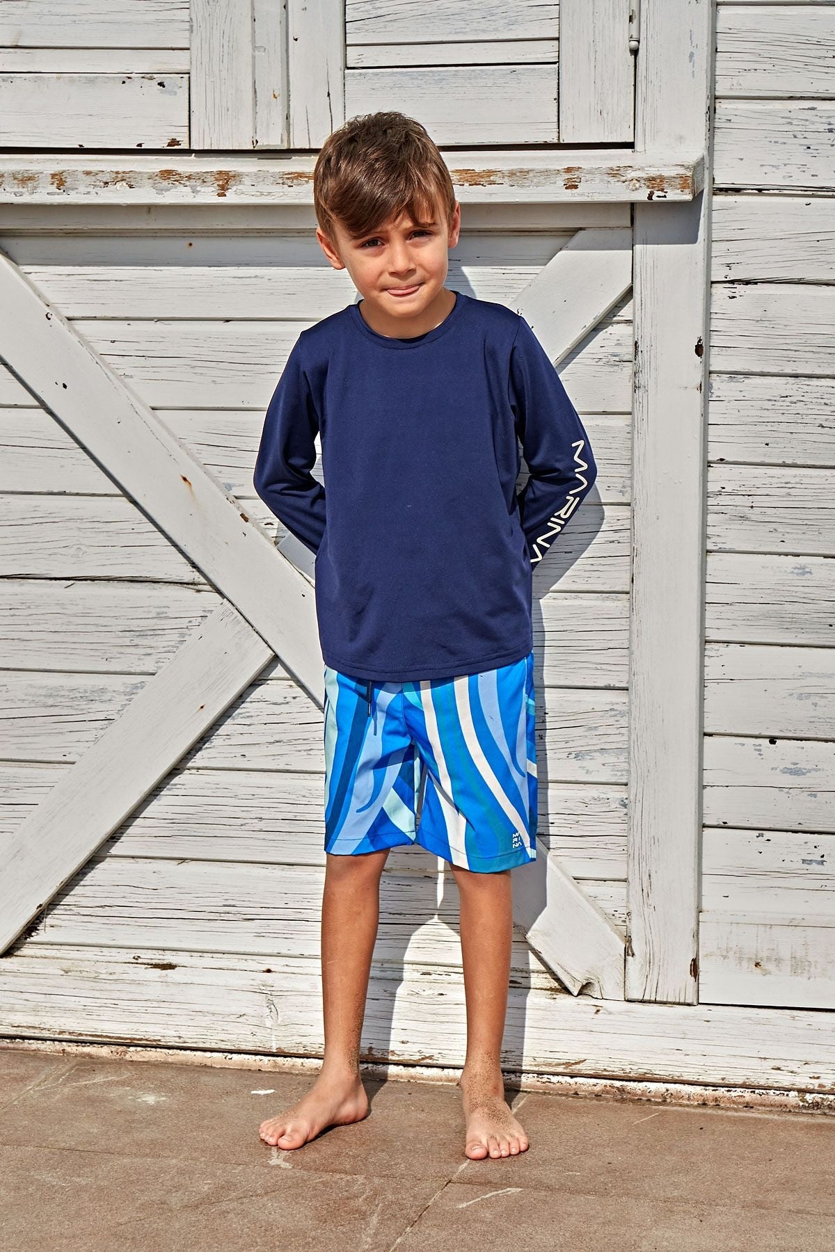Lycra Navy Boys Swim Shirts T2451 Secondary image