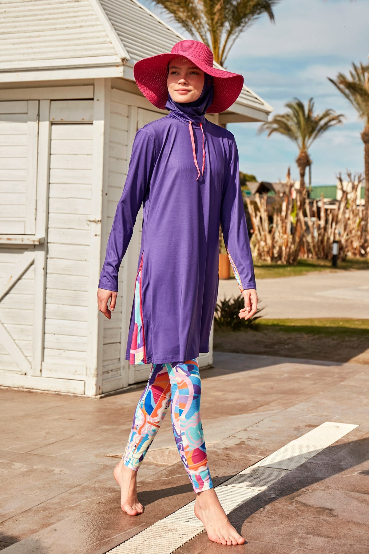 Lycra Purple Burkini Modest Swimwear M2496 Secondary image