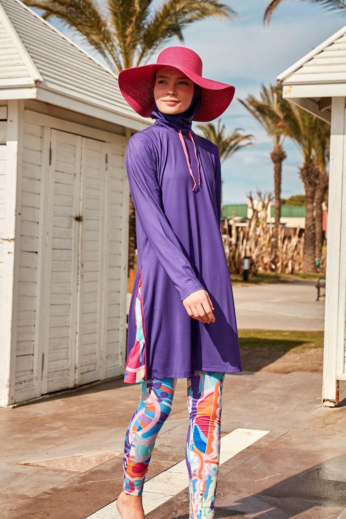 Lycra Purple Burkini Modest Swimwear M2496