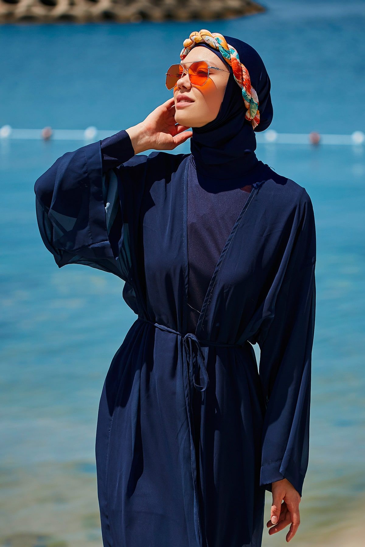 Navy Pareo Kimono P2343 Main image