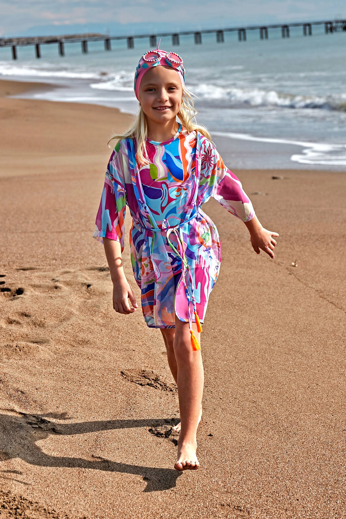 Patterned Colorful Kids Beach Kimono - P2425
