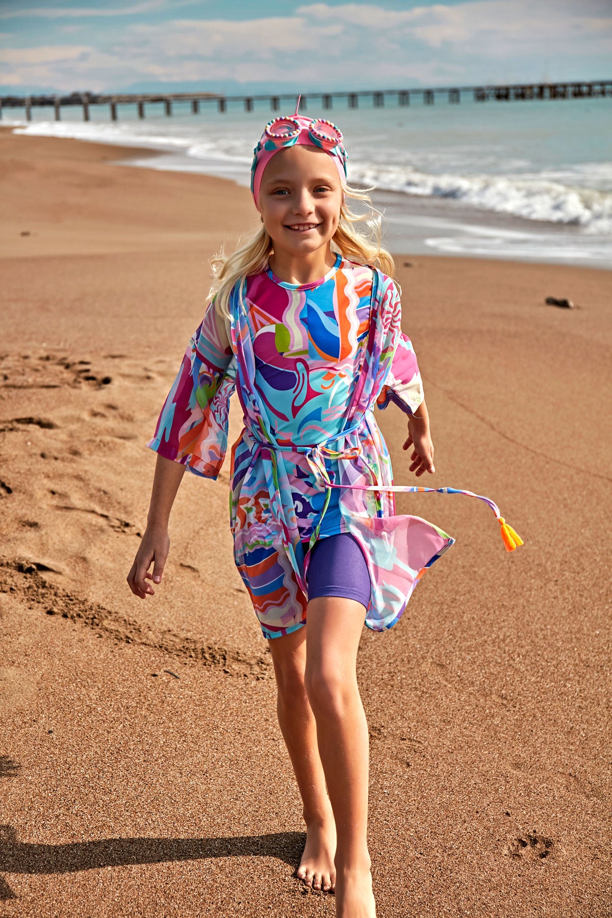 Patterned Colorful Kids Beach Kimono - P2425