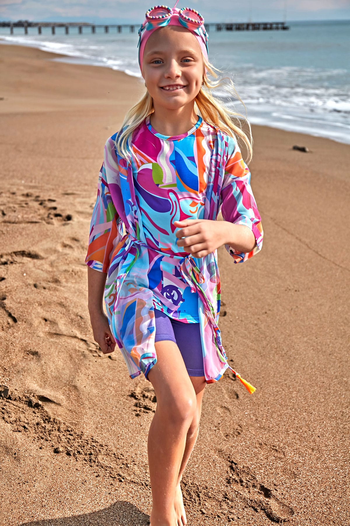 Patterned Colorful Kids Beach Kimono - P2425