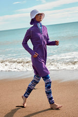 Woven Purple Burkini Modest Swimwear M2492