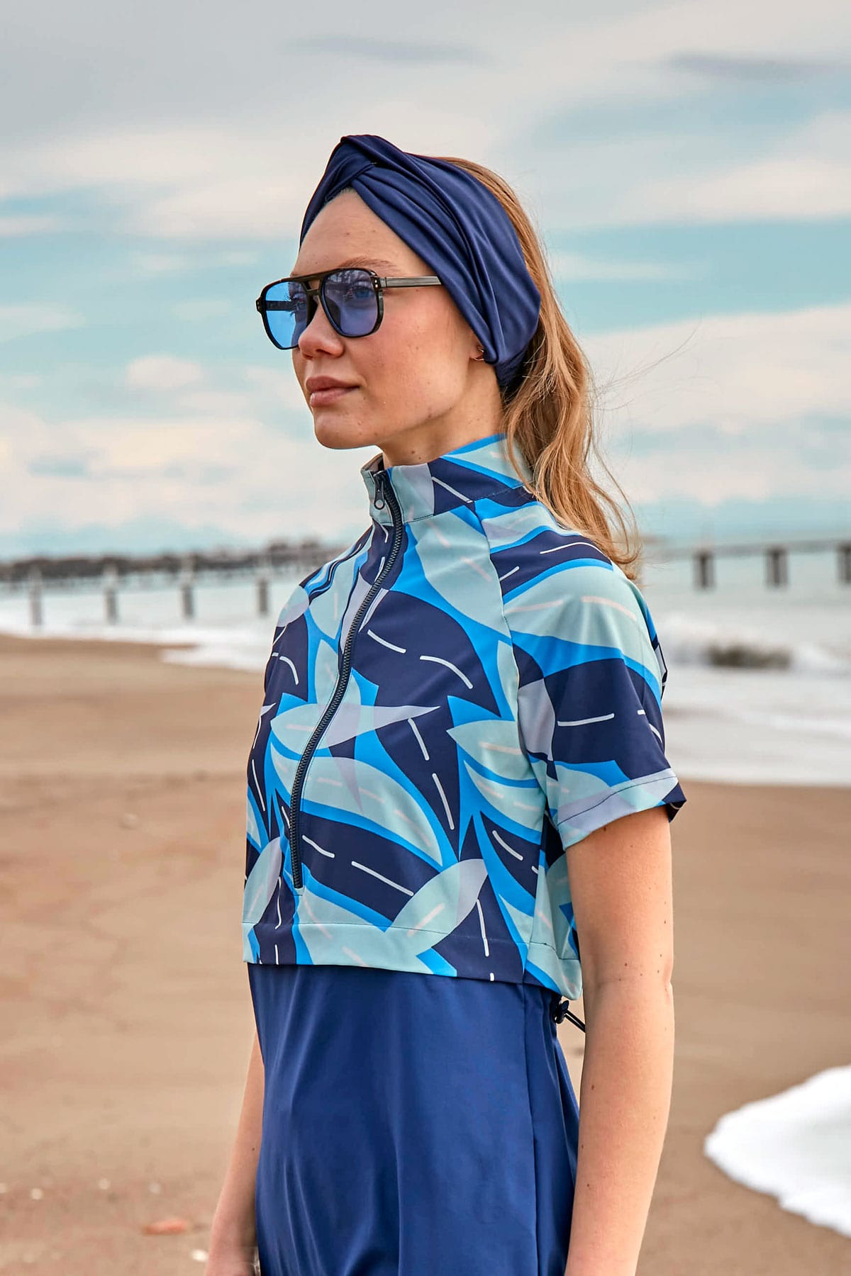 Navy Blue Swimming Bandana Cap BN2401