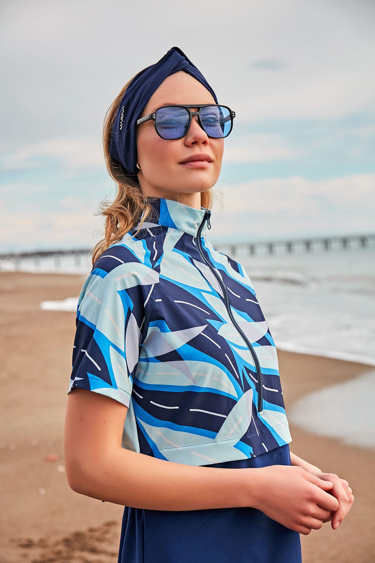 Navy Blue Swimming Bandana Cap BN2401