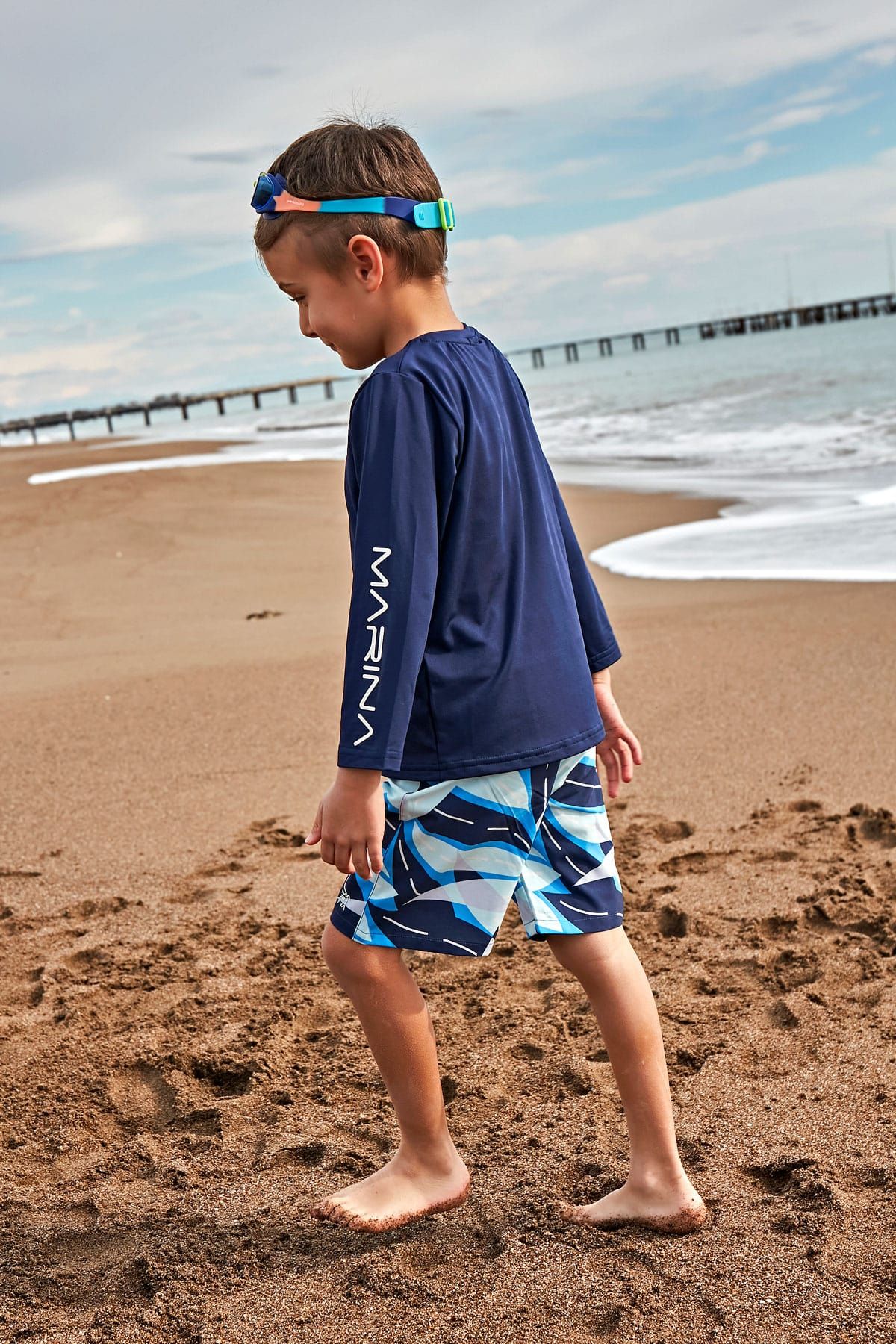 Lycra Navy Boys Swim Shirts T2451