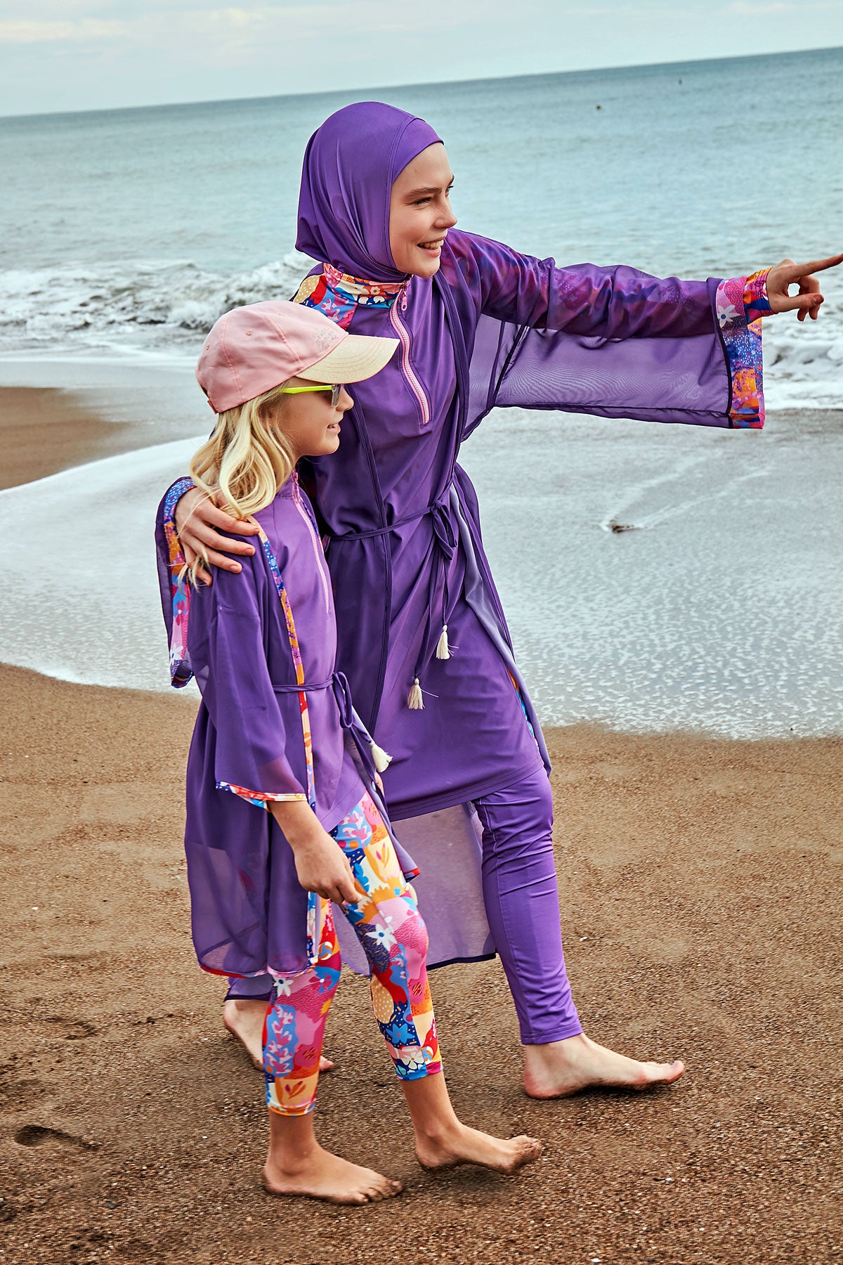 Desenli Mor Kimono Kaftan P2426-1