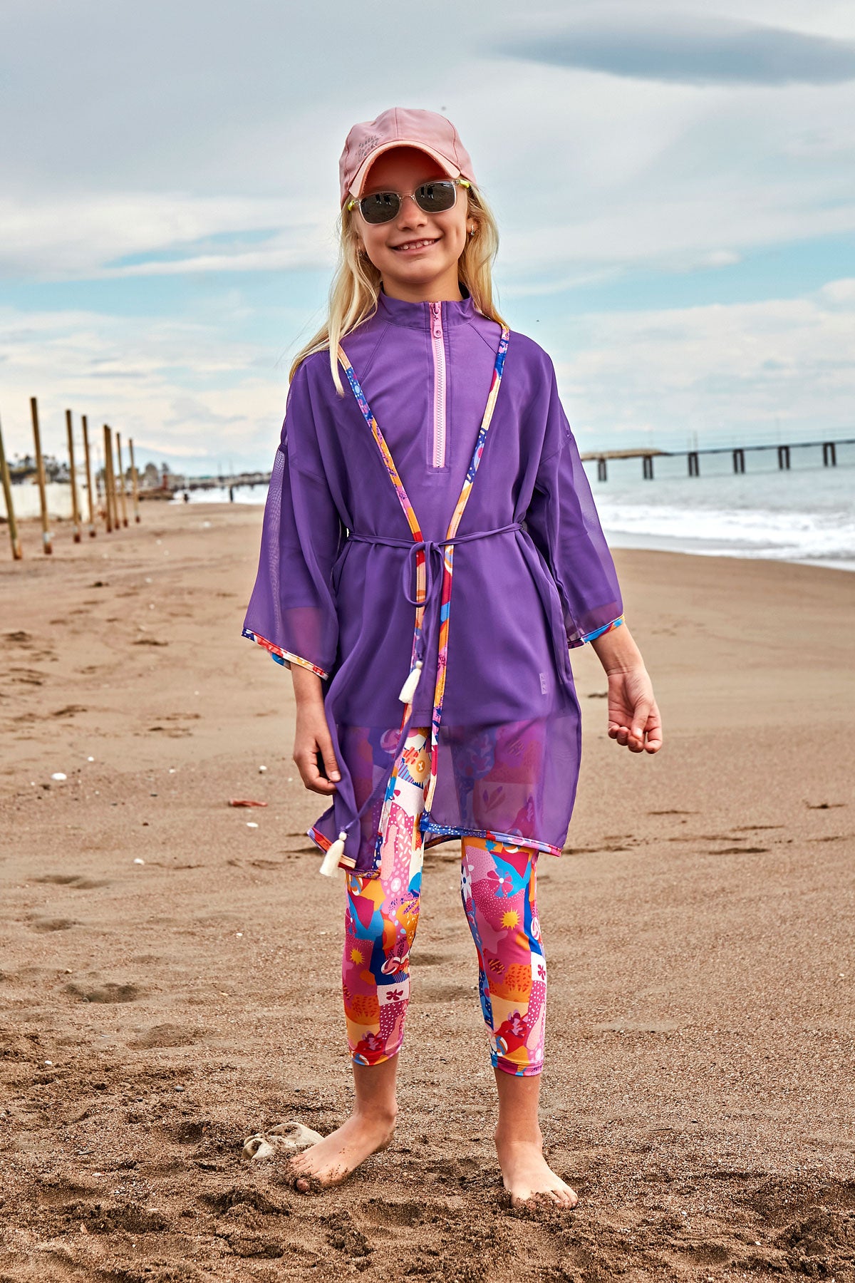 Purple Kids Beach Kimono - P2427