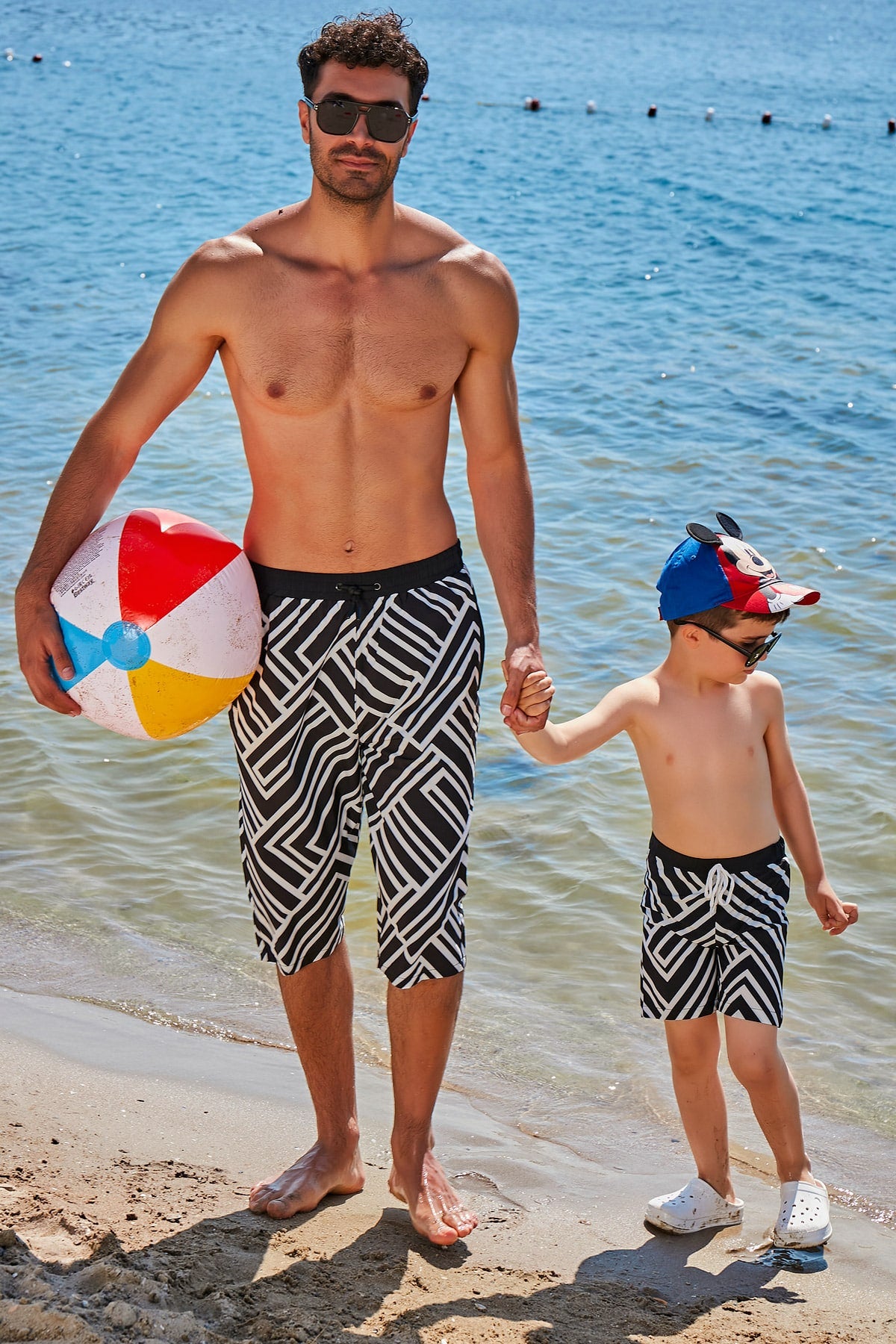Black Striped Boys Swim Shorts - B2361