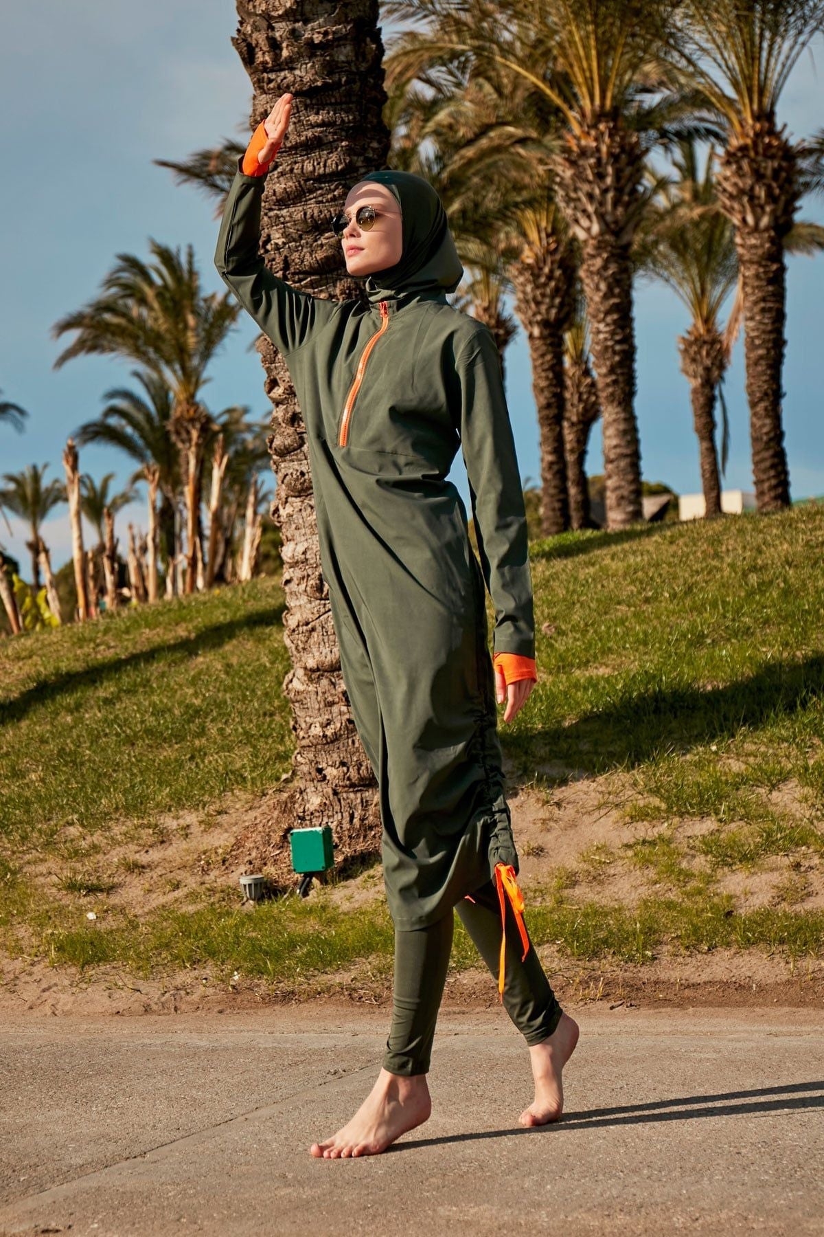 Woven Khaki Burkini Modest Swimwear M2413