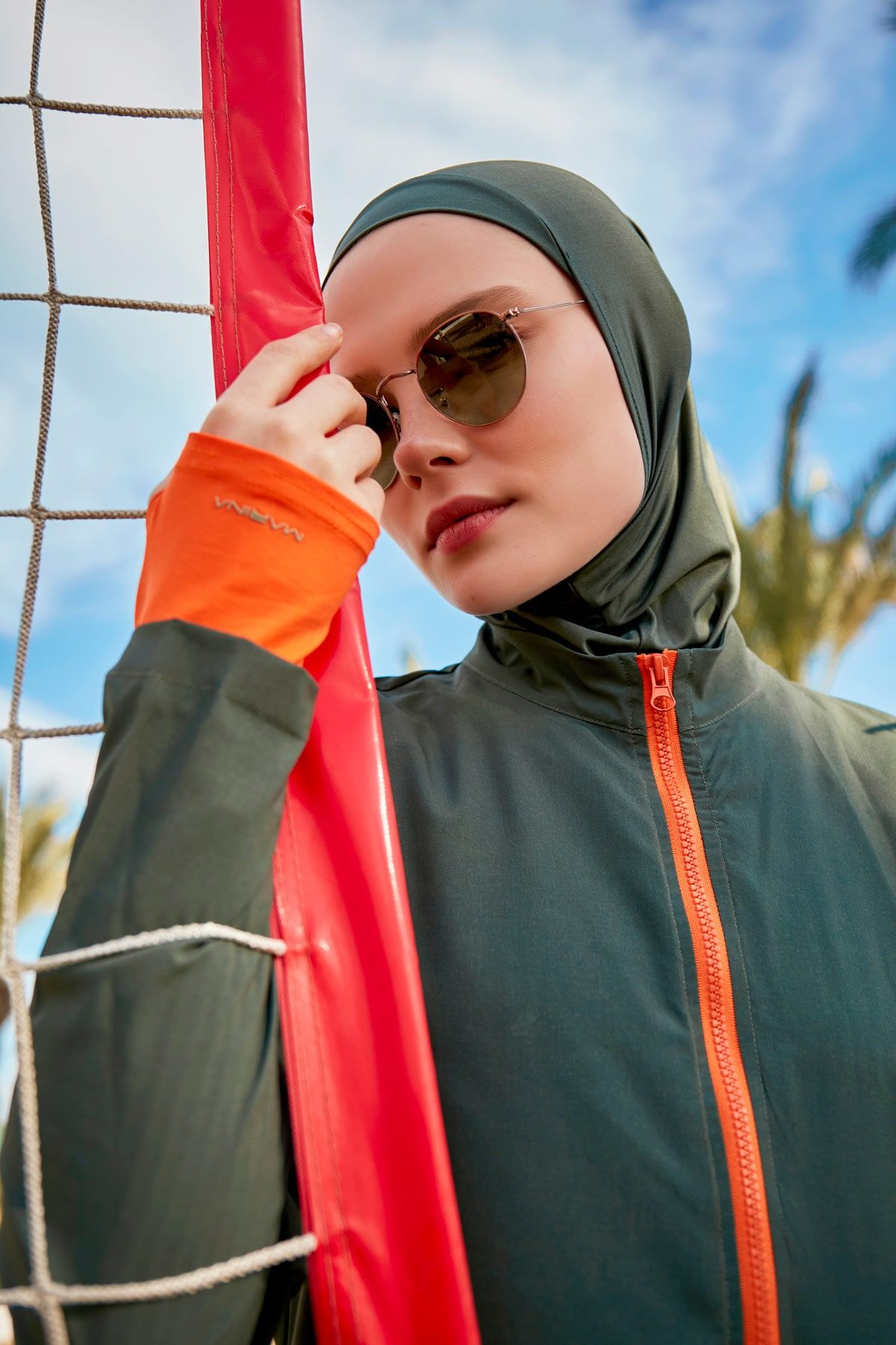 Woven Khaki Burkini Modest Swimwear M2413