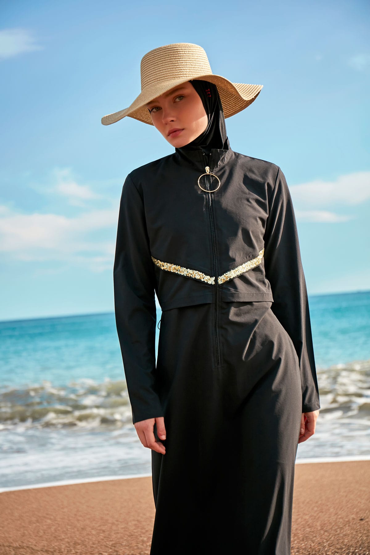 Woven Black Burkini Modest Swimwear M2410 Secondary image