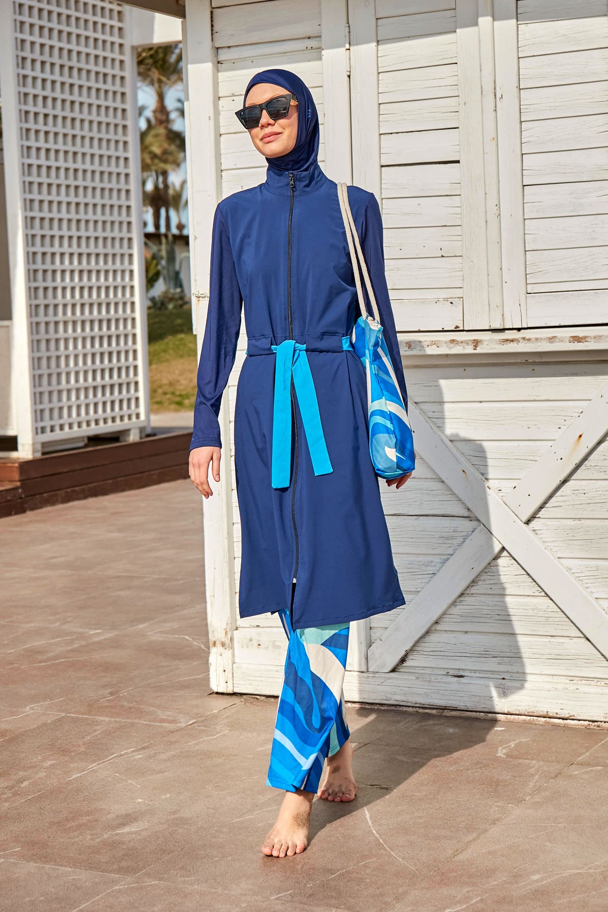 Woven Navy Burkini Modest Swimwear M2428