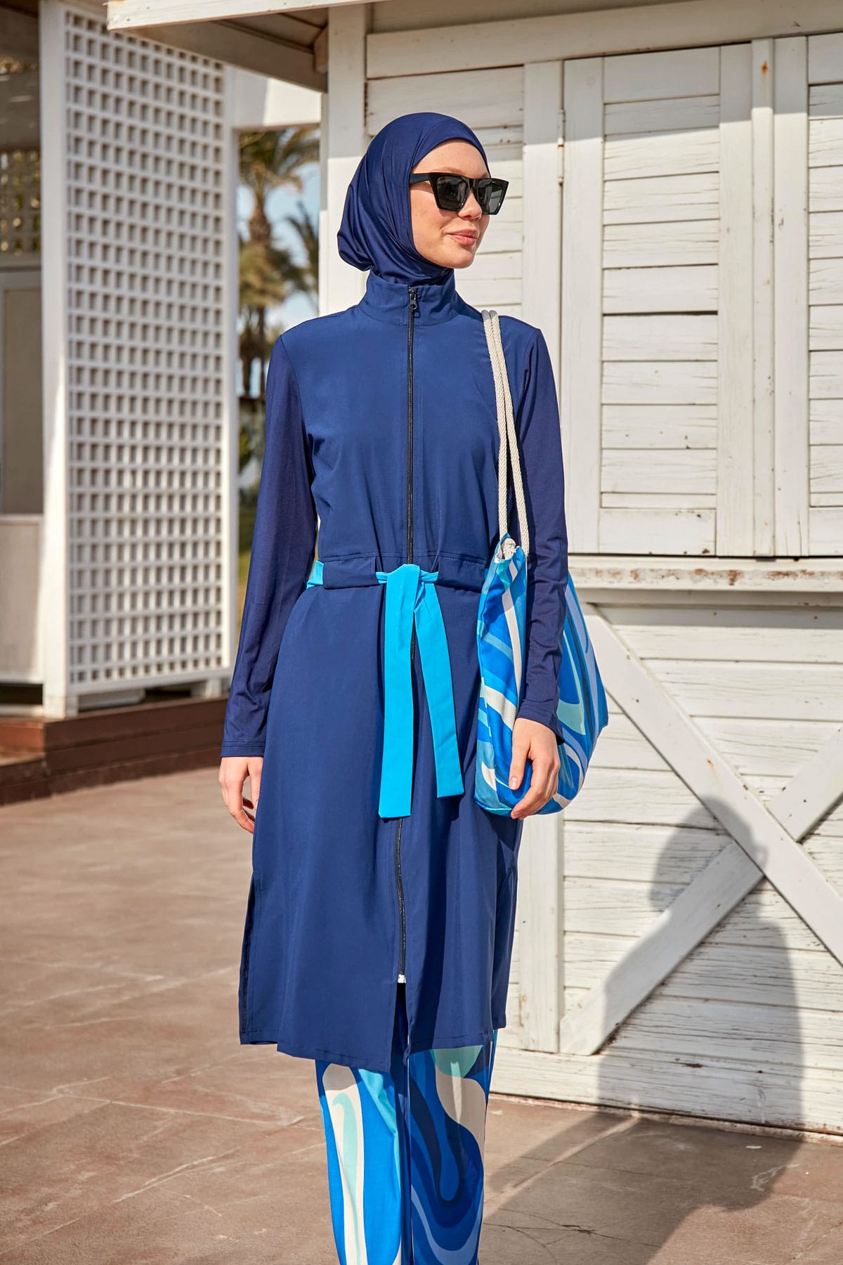 Woven Navy Burkini Modest Swimwear M2428