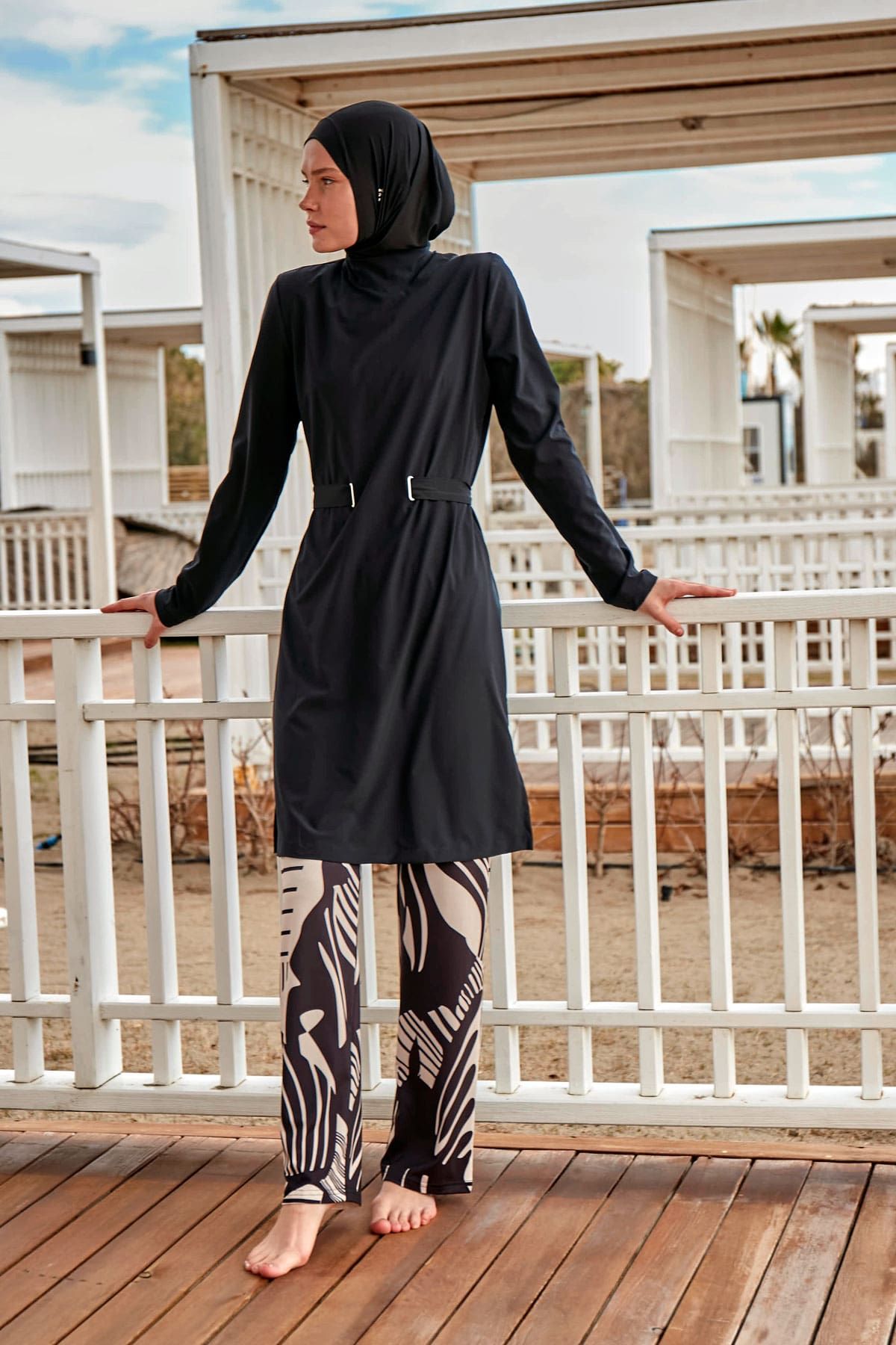 Woven Black Burkini Modest Swimwear M2424 Secondary image