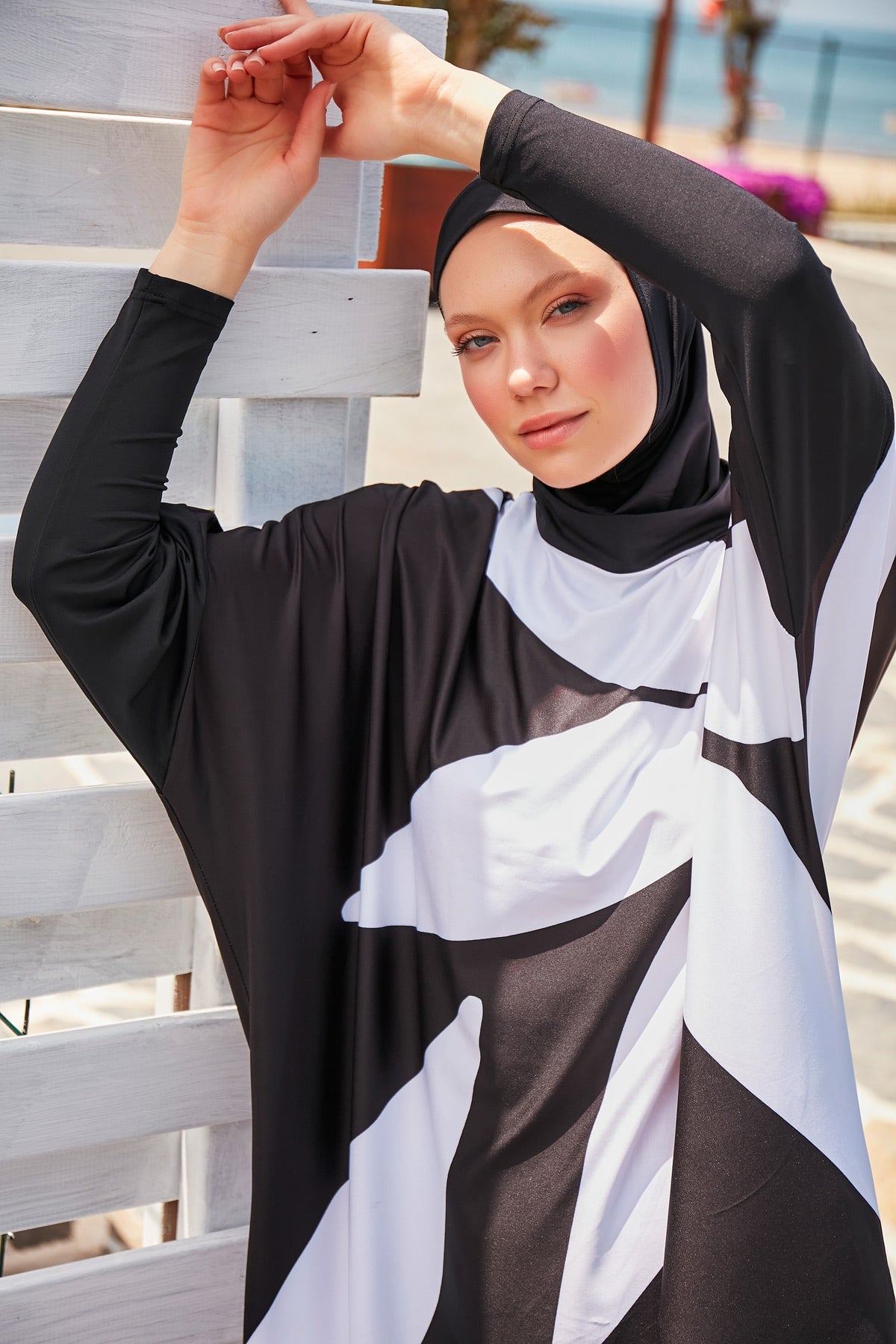 Girls Modest Teen Swimwear Asymmetric Graphic 4-Piece Set G2309