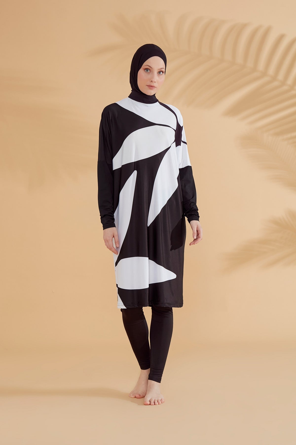 Girls Modest Teen Swimwear Asymmetric Graphic 4-Piece Set G2309