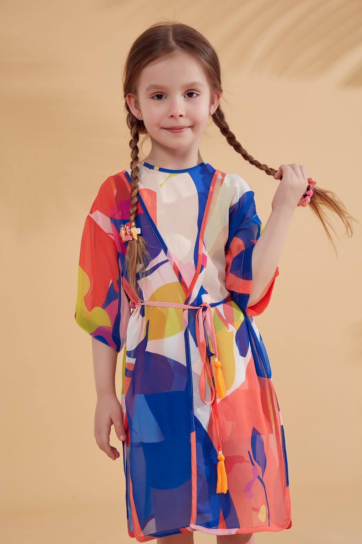 Kids Patterned Colorful Beach Kimono - P2331