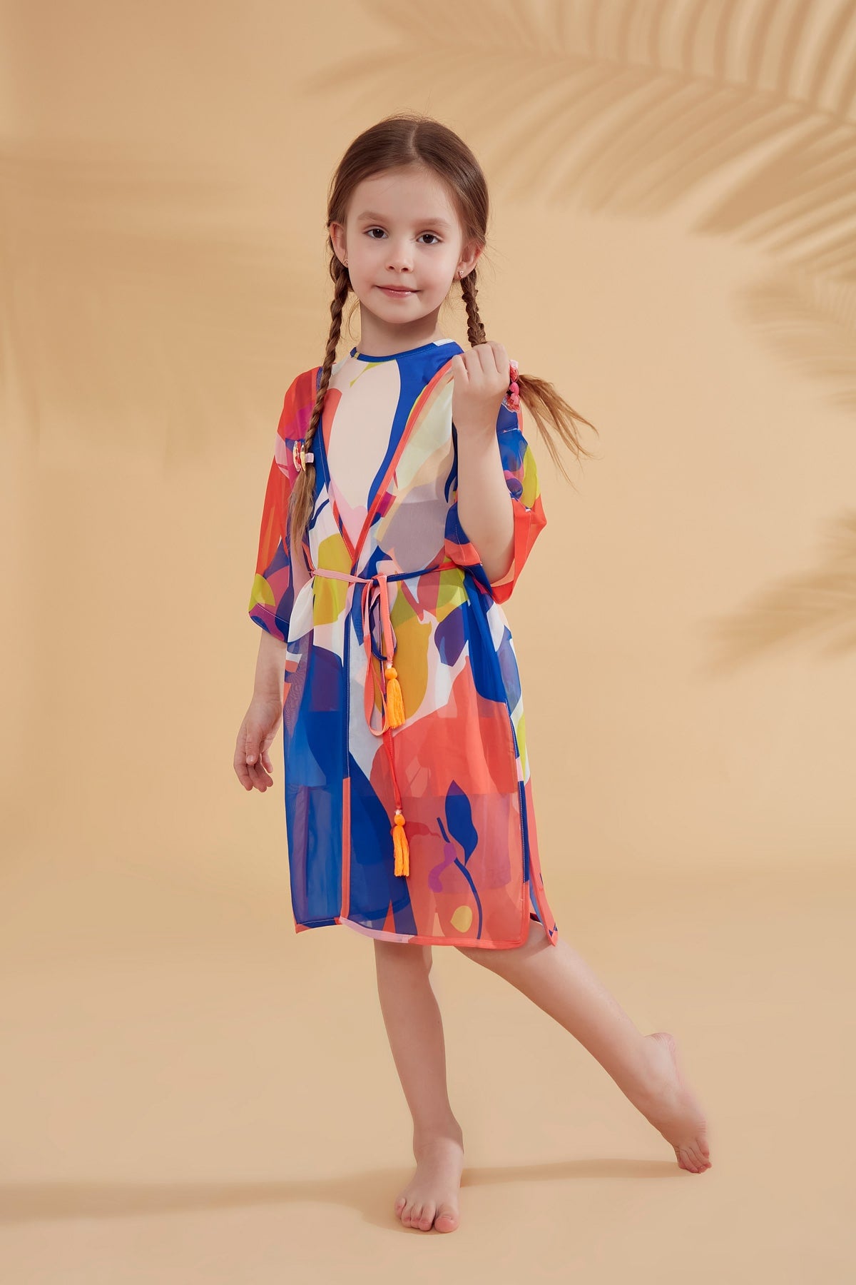Kids Patterned Colorful Beach Kimono - P2331