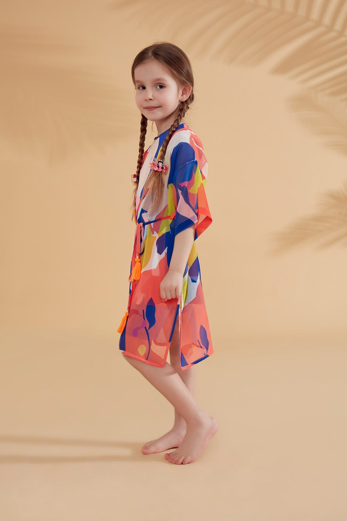 Kids Patterned Colorful Beach Kimono - P2331